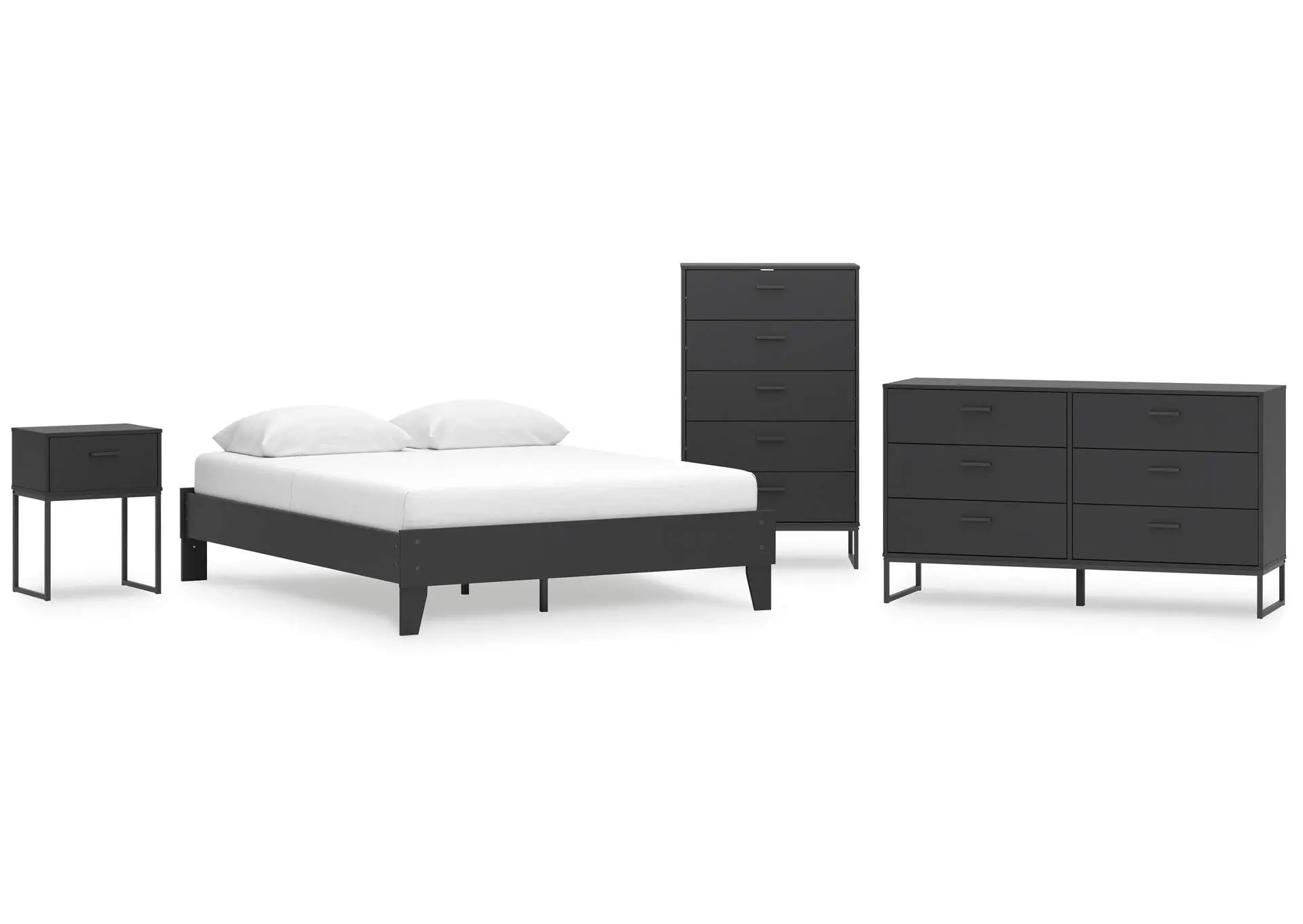 Socalle Queen Platform Bed with Dresser, Chest and Nightstand