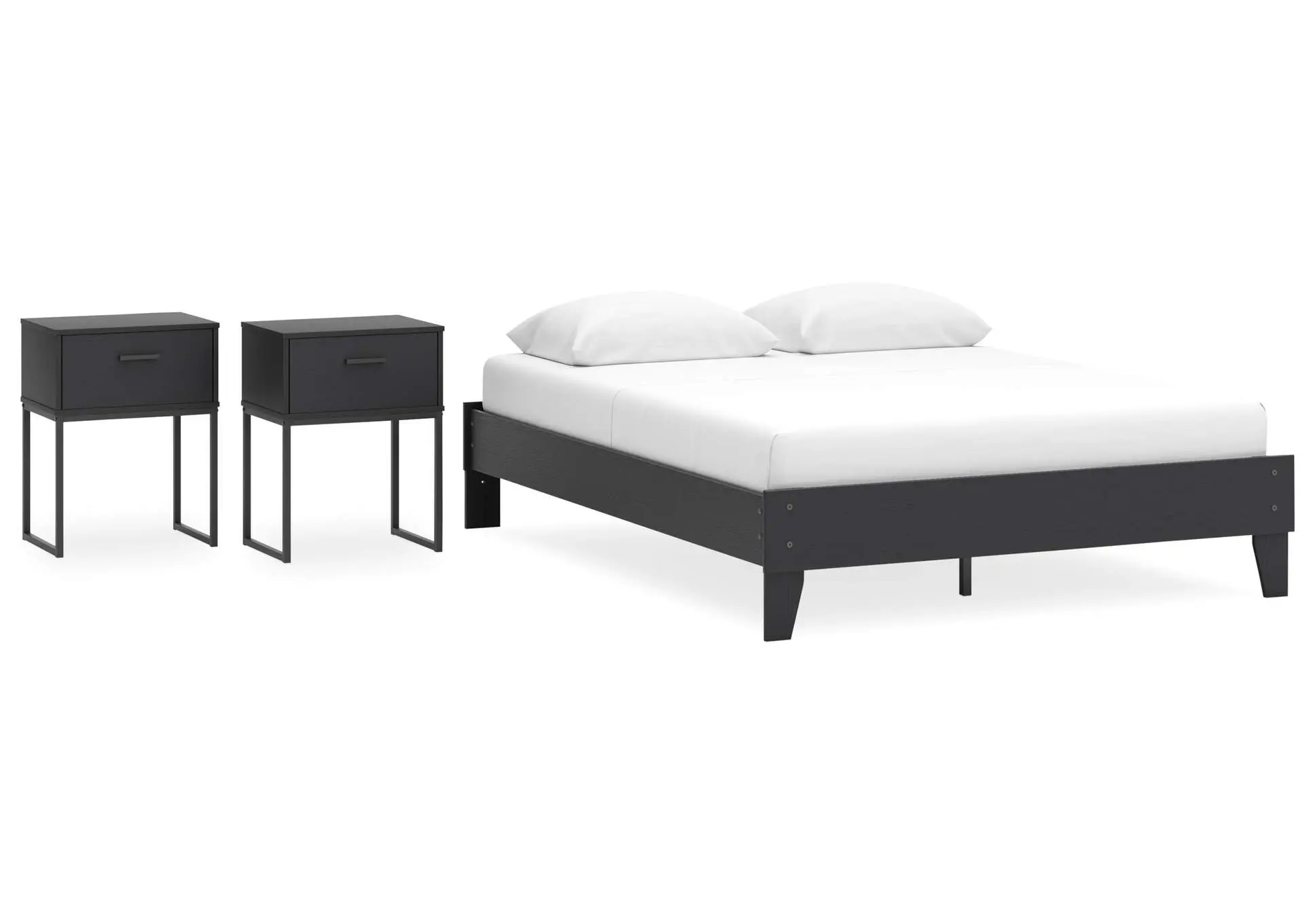 Socalle Queen Platform Bed with 2 Nightstands