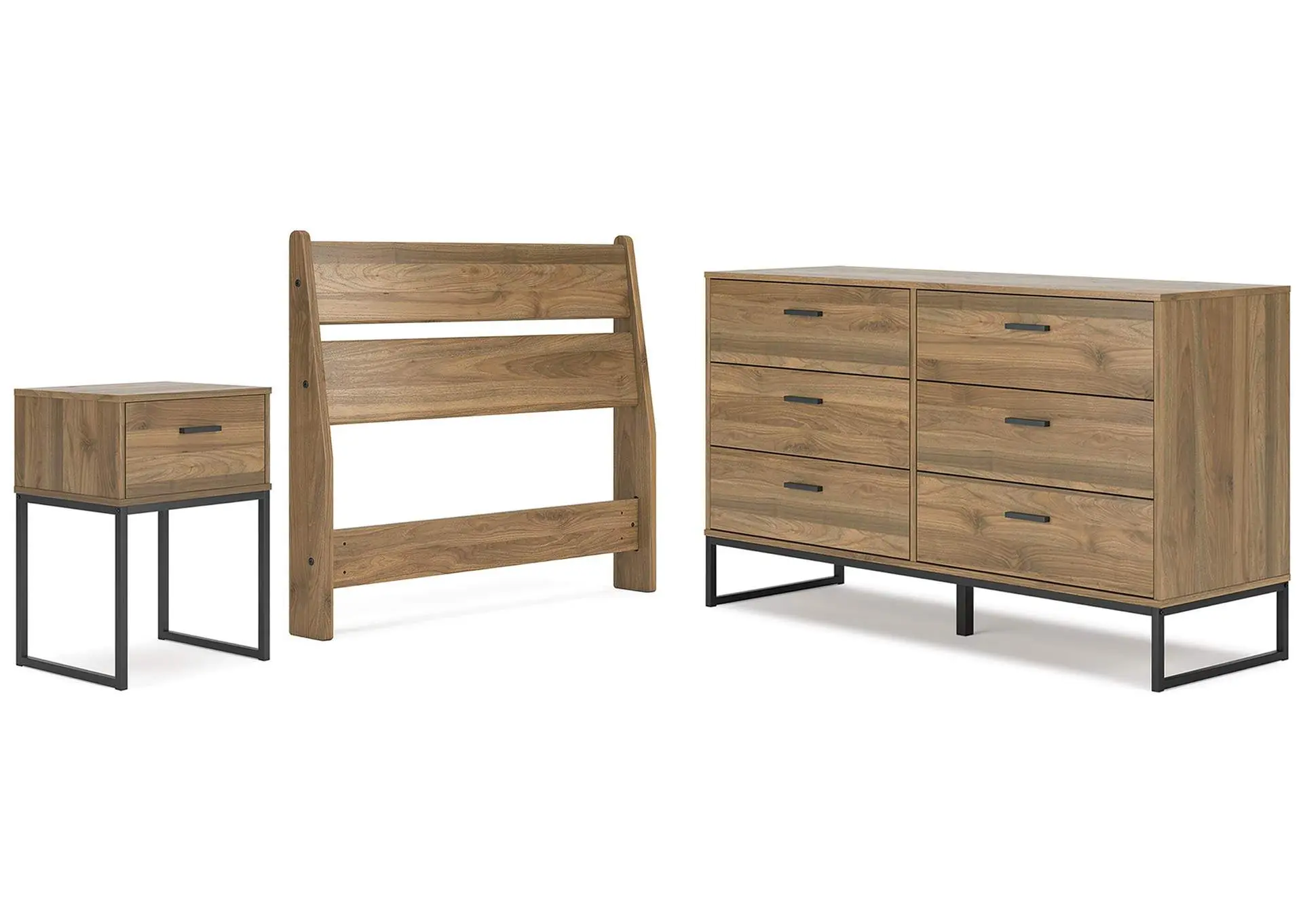 Deanlow Twin Panel Headboard with Dresser and Nightstand