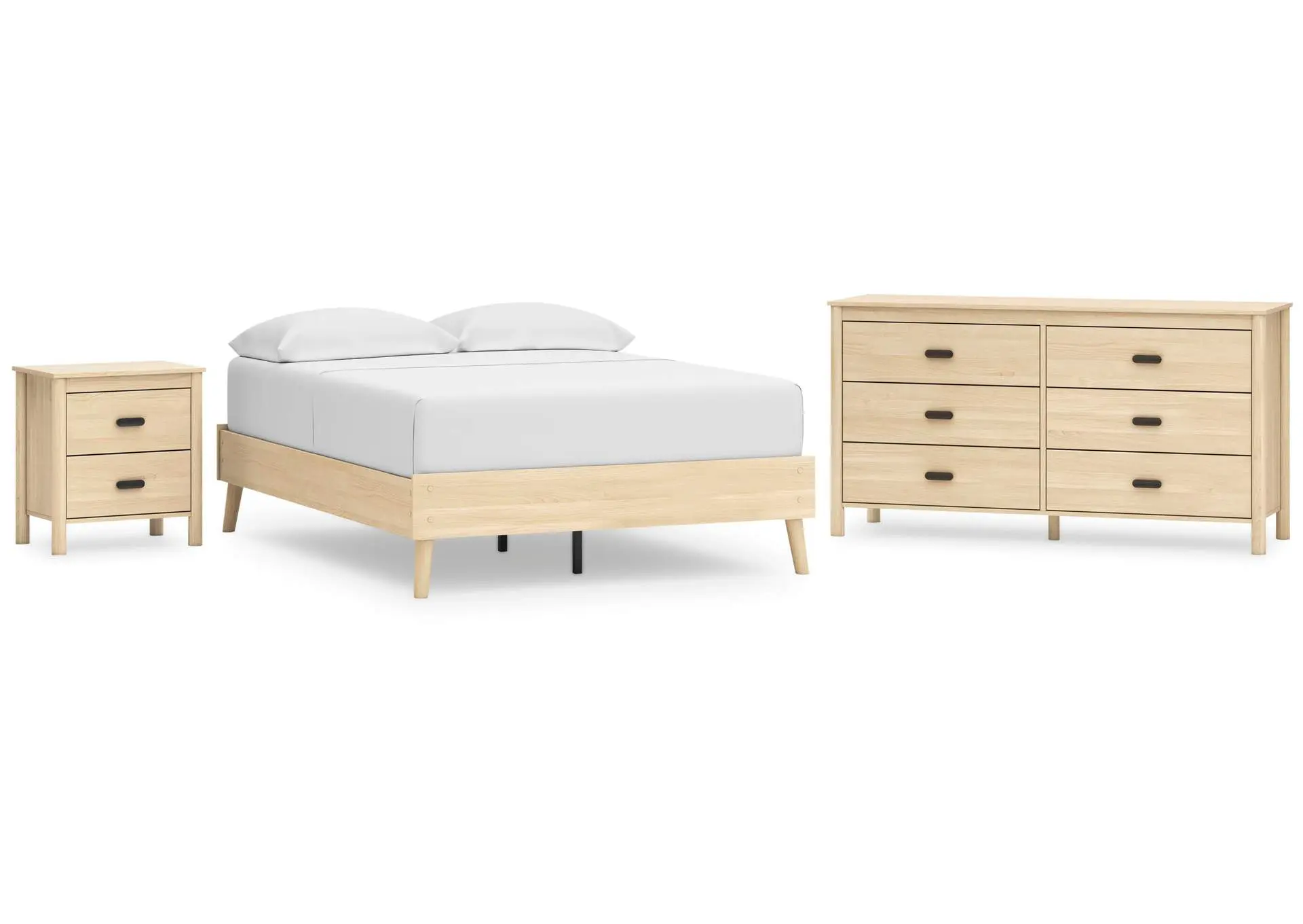 Cabinella Full Platform Bed with Dresser and Nightstand