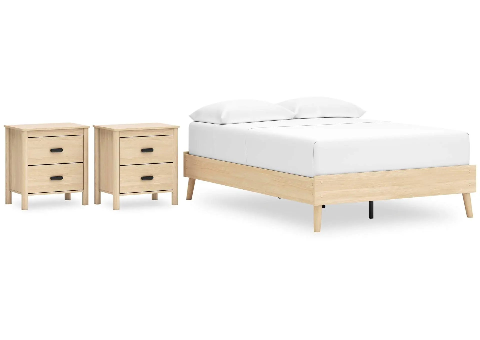 Cabinella Full Platform Bed with 2 Nightstands