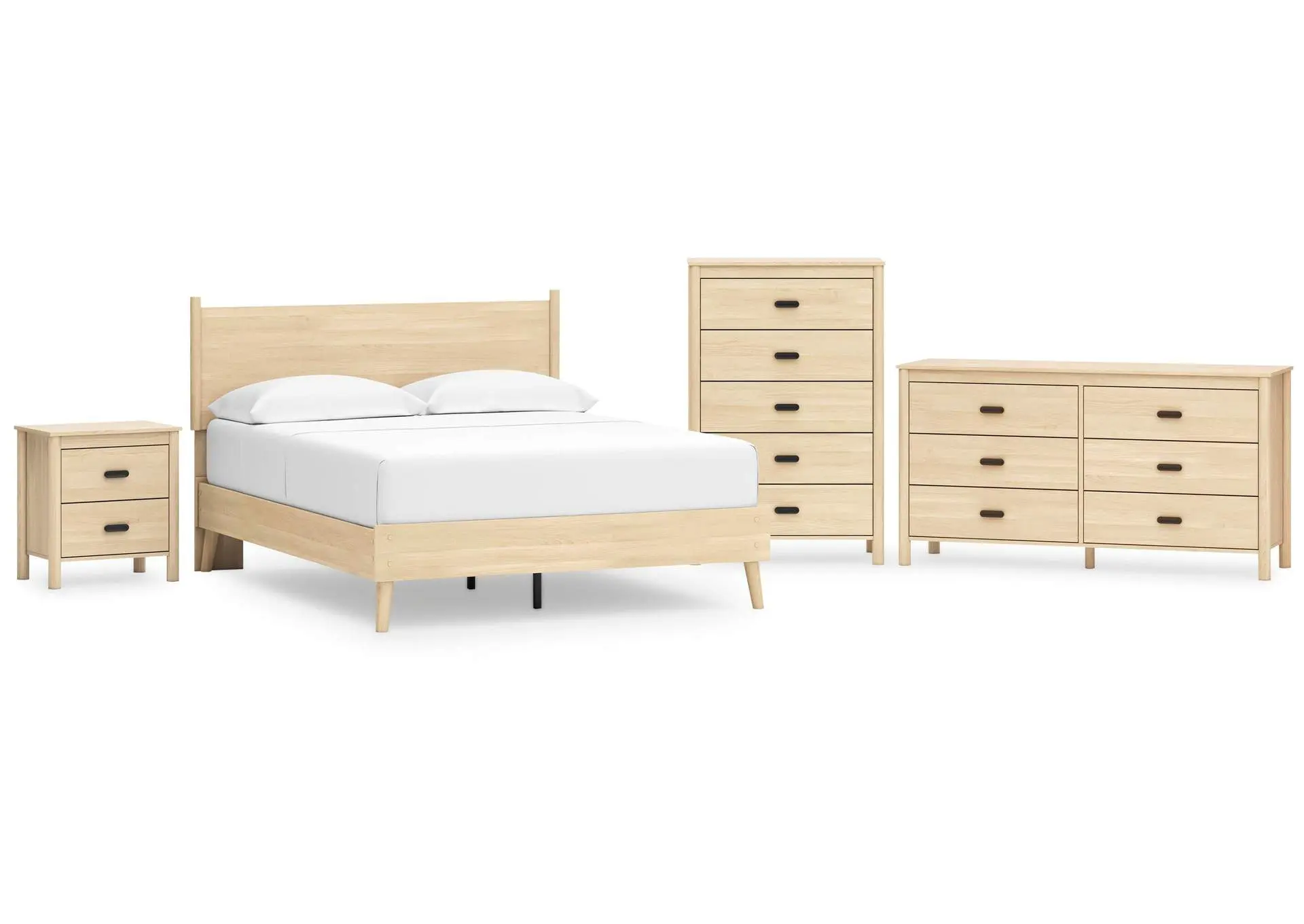 Cabinella Queen Platform Panel Bed with Dresser, Chest and Nightstand
