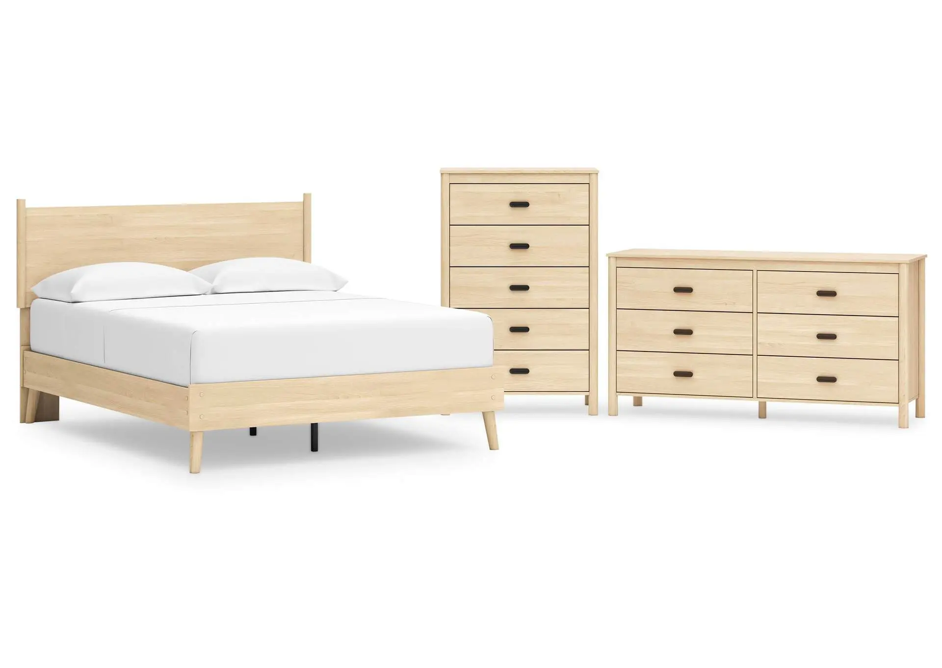 Cabinella Queen Platform Panel Bed with Dresser and Chest