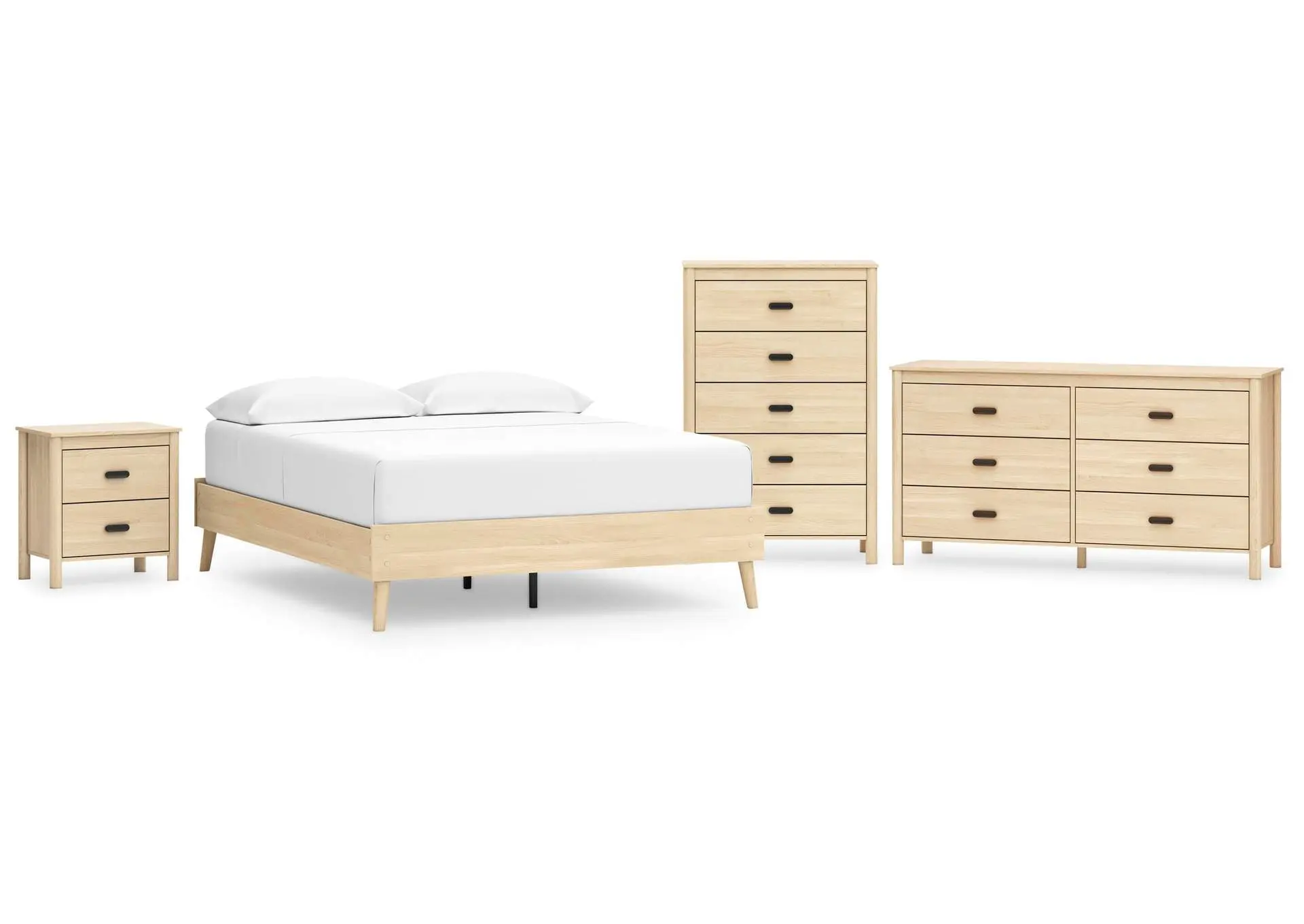 Cabinella Queen Platform Bed with Dresser, Chest and Nightstand