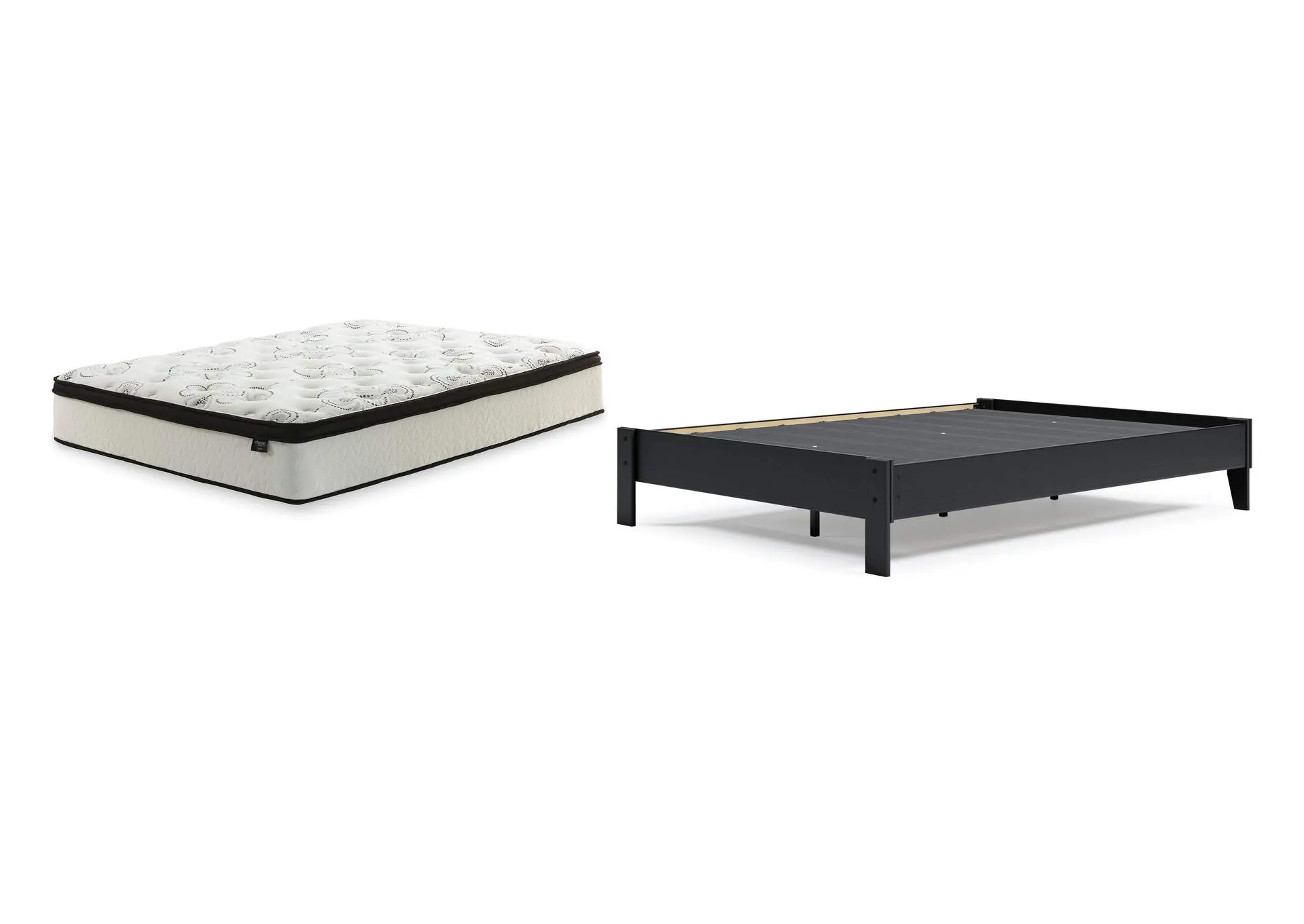 Finch Queen Platform Bed with Chime 12 Inch Plush Hybrid Twin Mattress