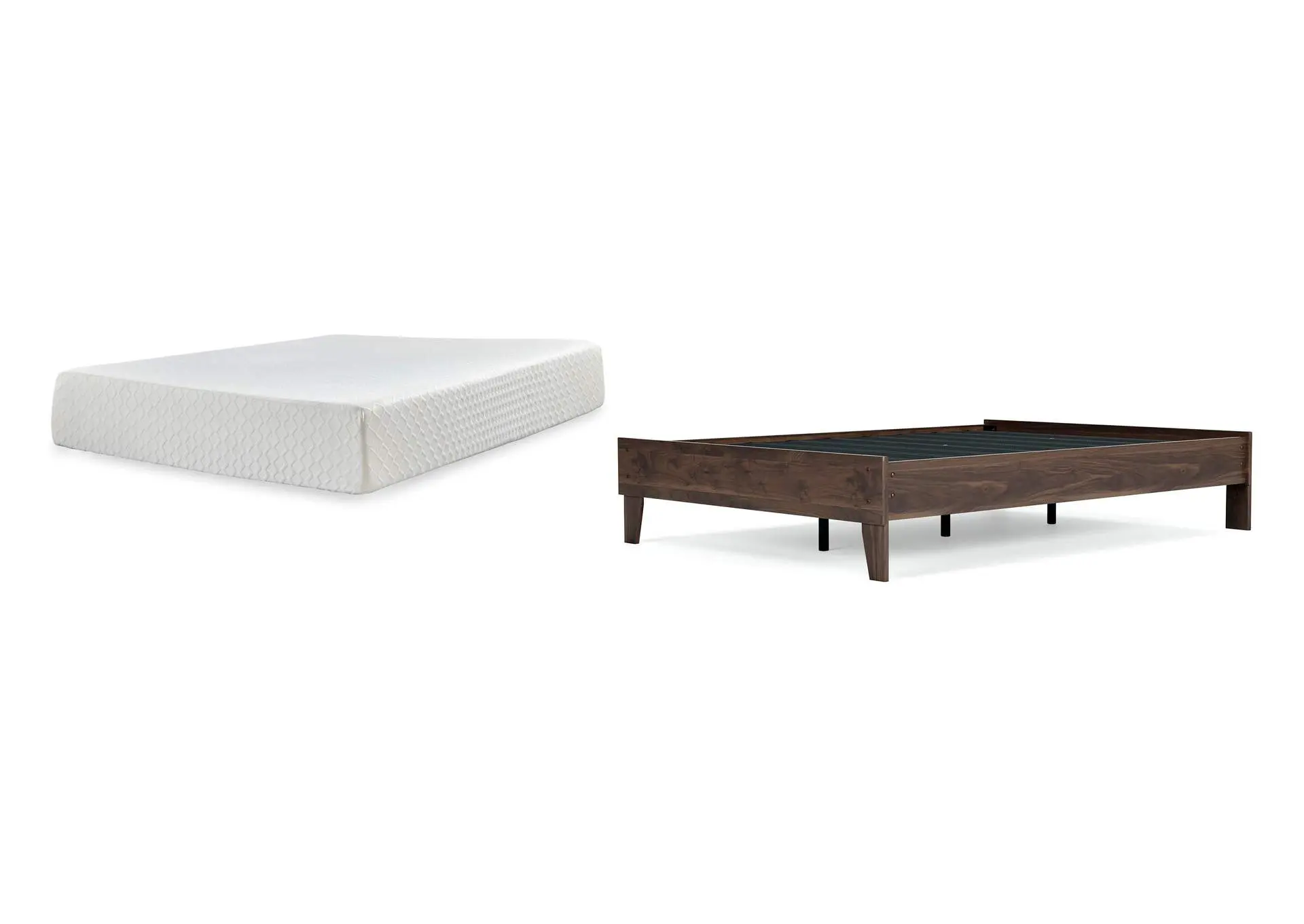Calverson Full Platform Bed with Chime 12 Inch Plush Memory Foam Mattress