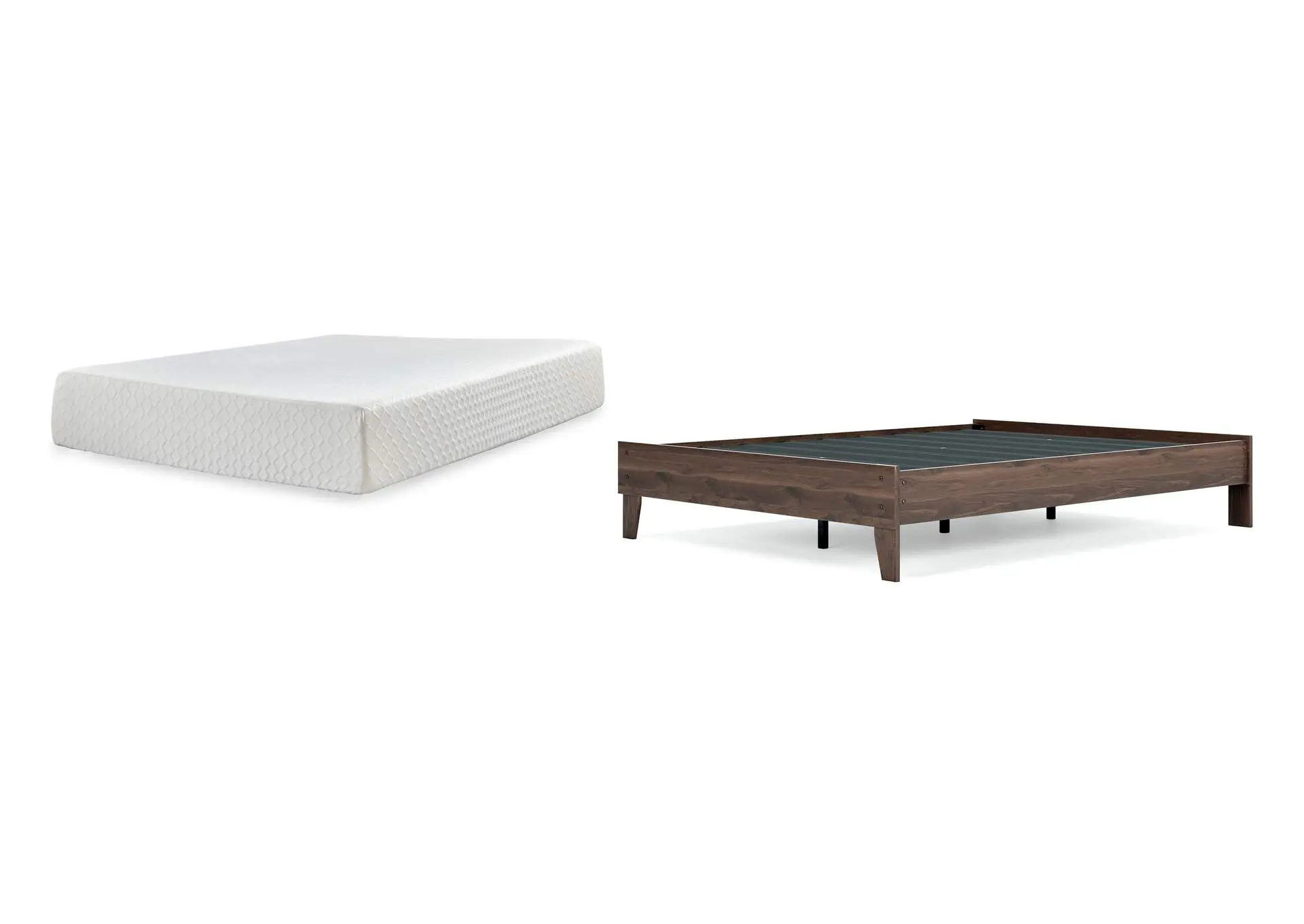 Calverson Queen Platform Bed with Chime 12 Inch Plush Memory Foam Mattress