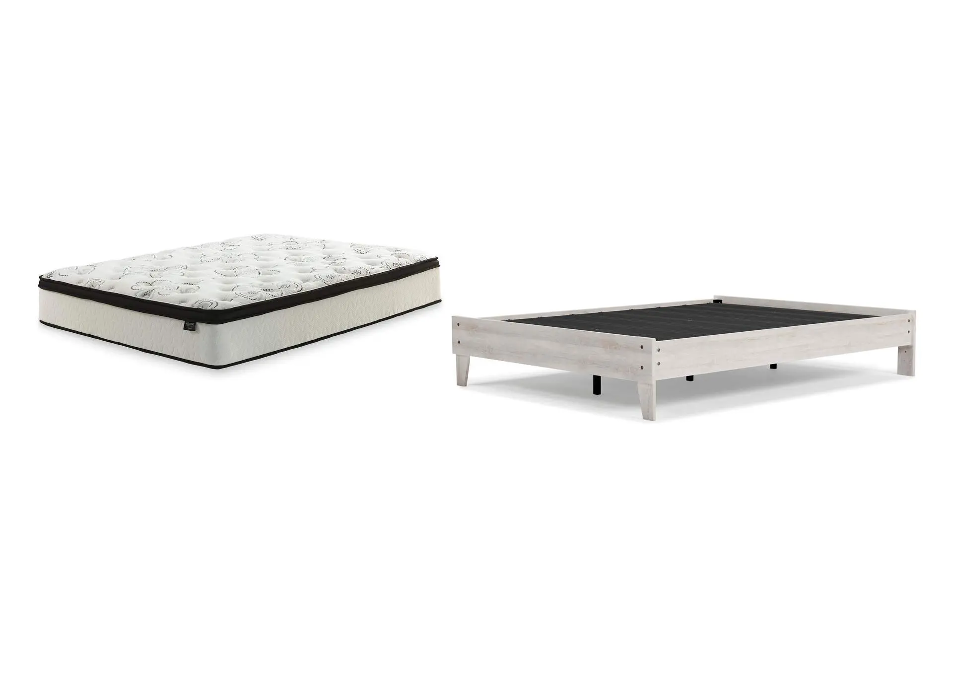 Shawburn Queen Platform Bed with Chime 12 Inch Plush Hybrid Queen Mattress