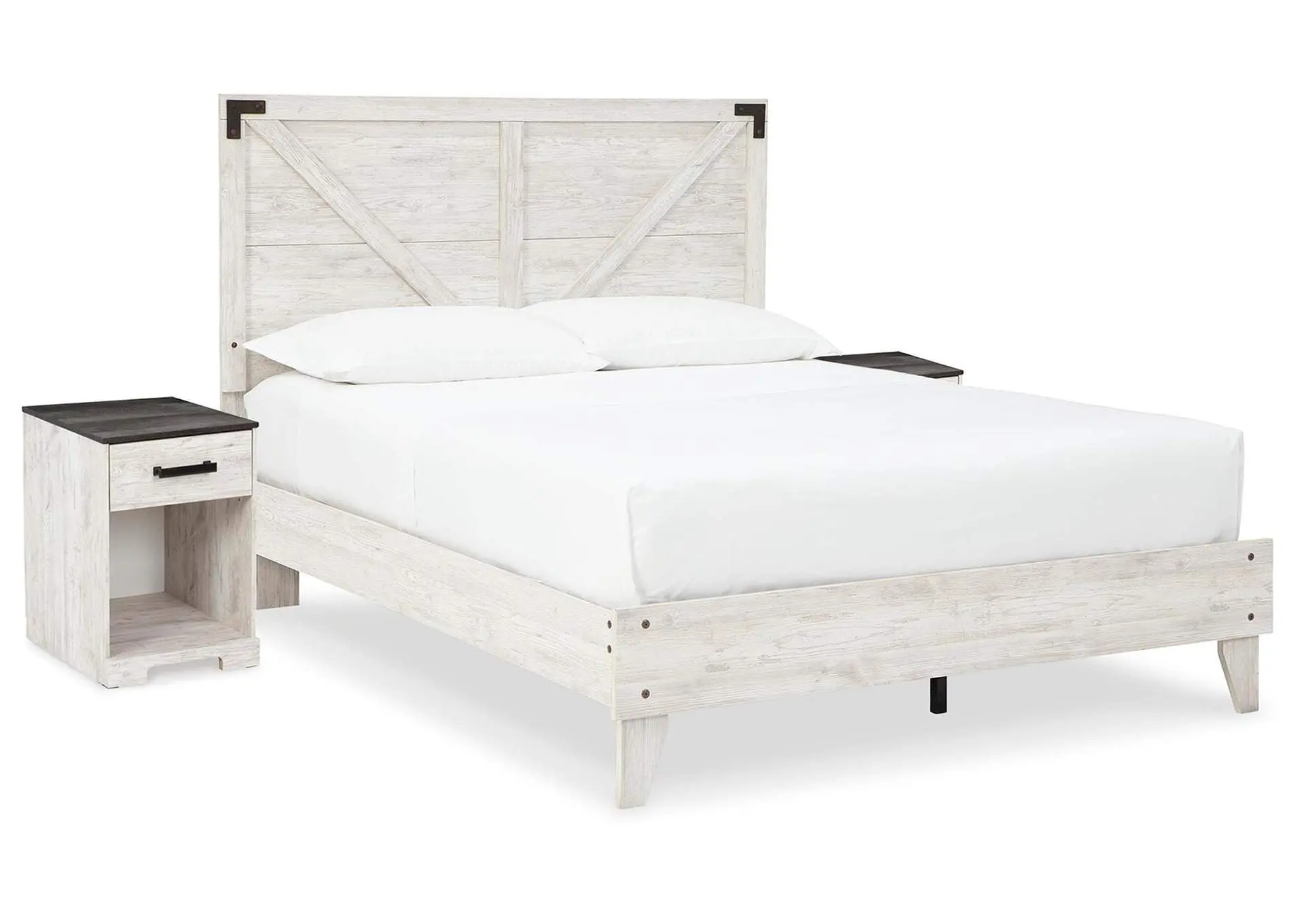 Shawburn Queen Panel Platform Bed with 2 Nightstands