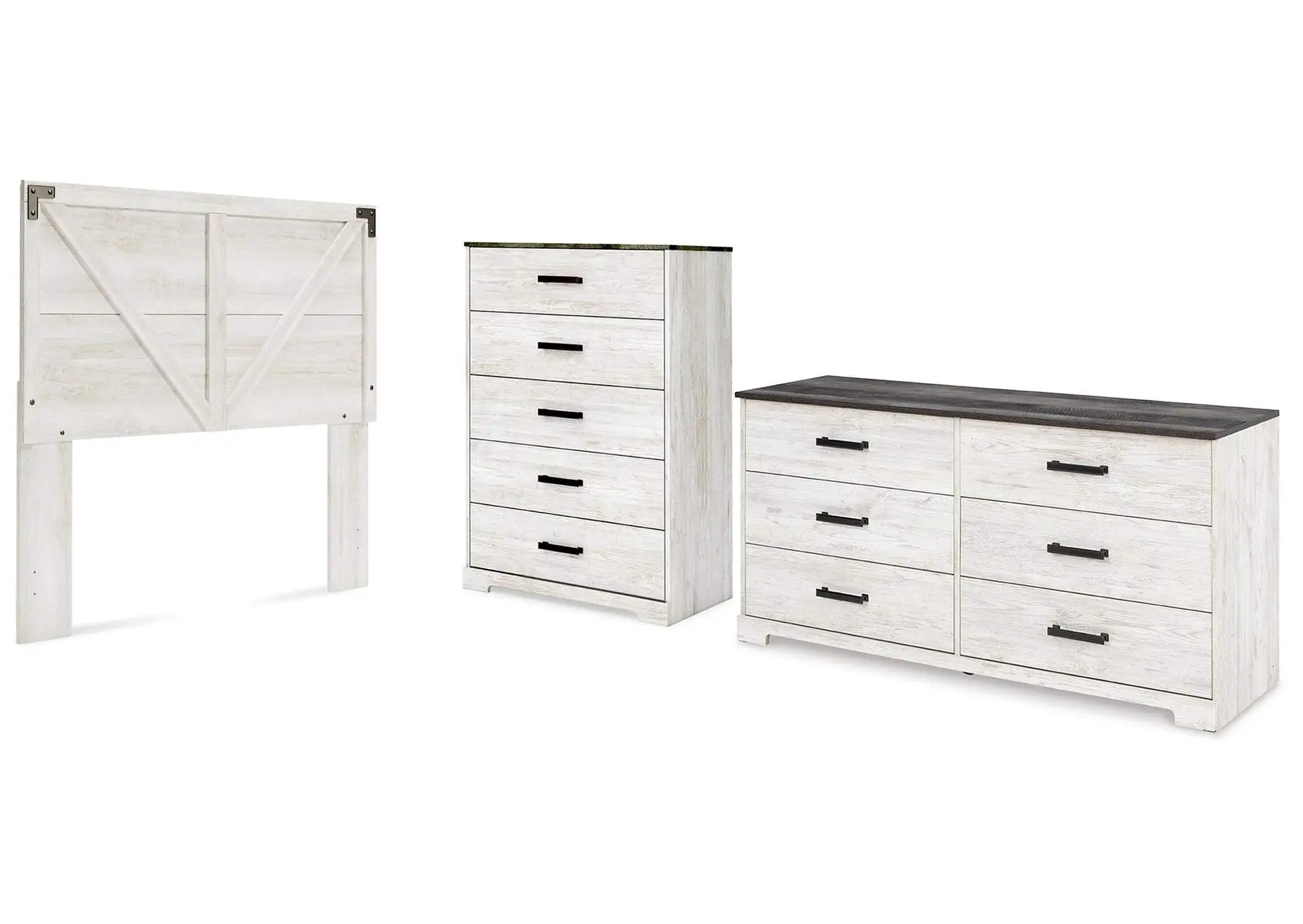 Shawburn Queen Panel Headboard with Dresser and Chest