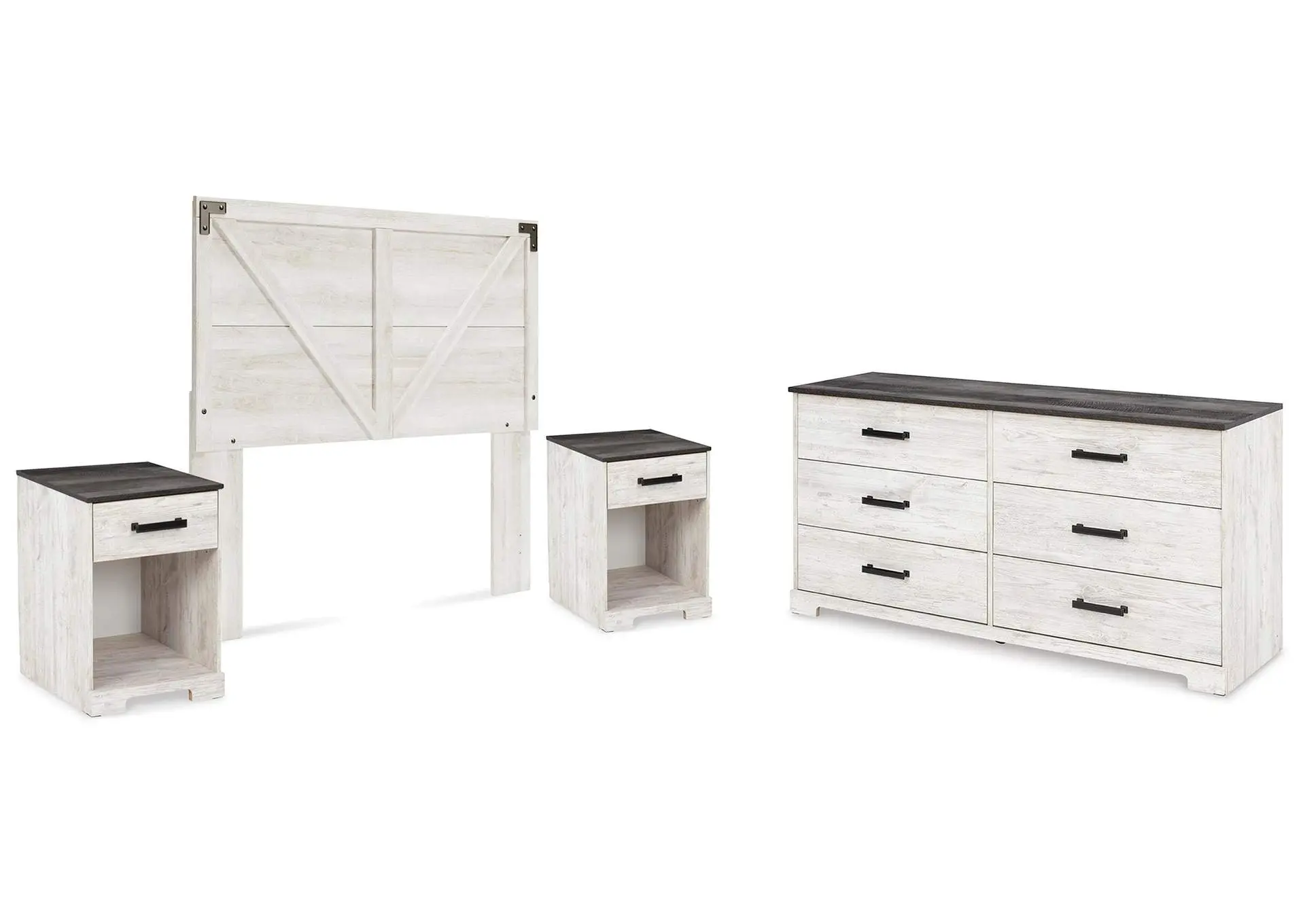 Shawburn Queen Panel Headboard with Dresser and 2 Nightstands