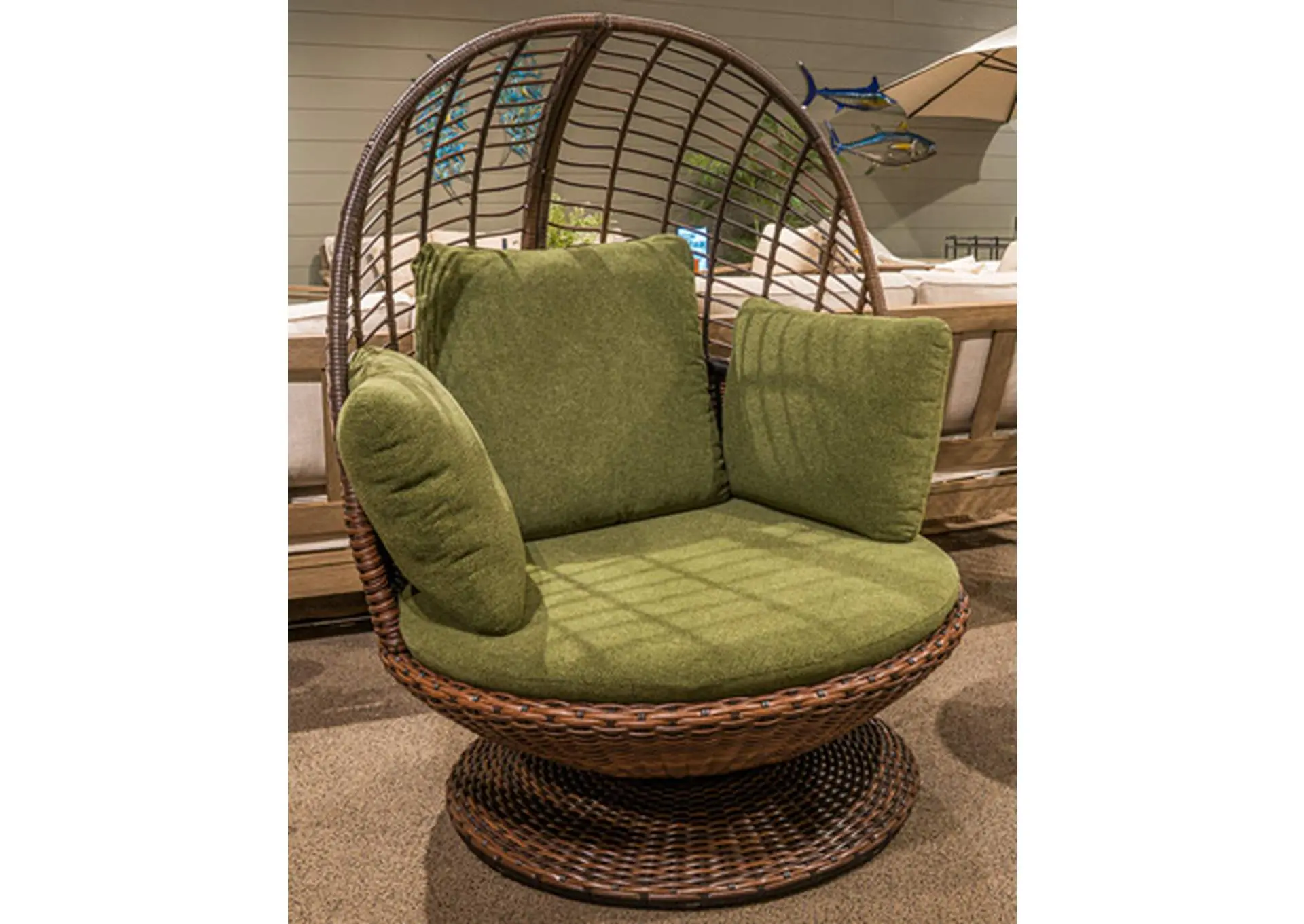 Horizon Hall Outdoor Swivel Egg Chair with Cushion