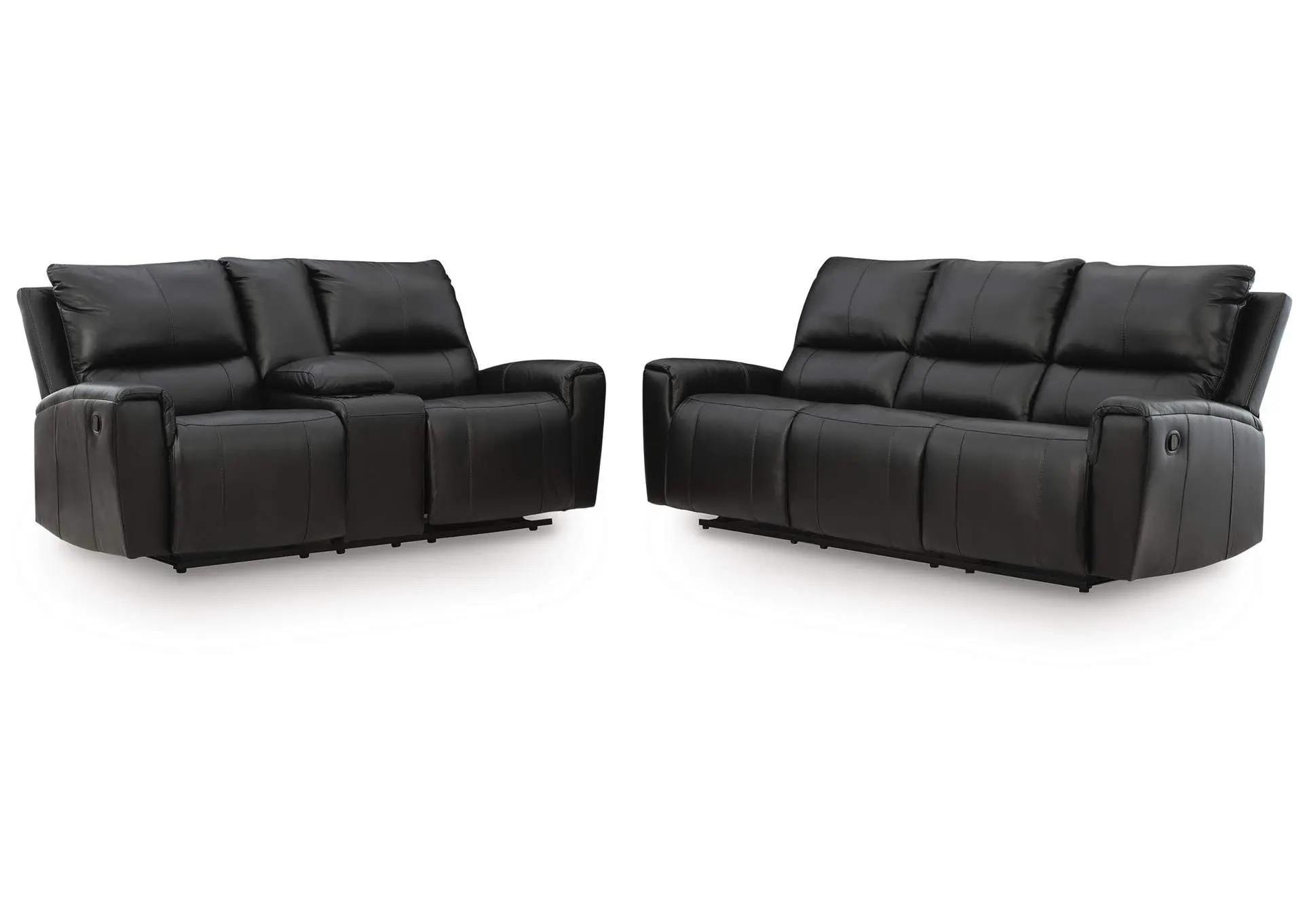 Danemere Manual Reclining Leather Sofa and Loveseat Set