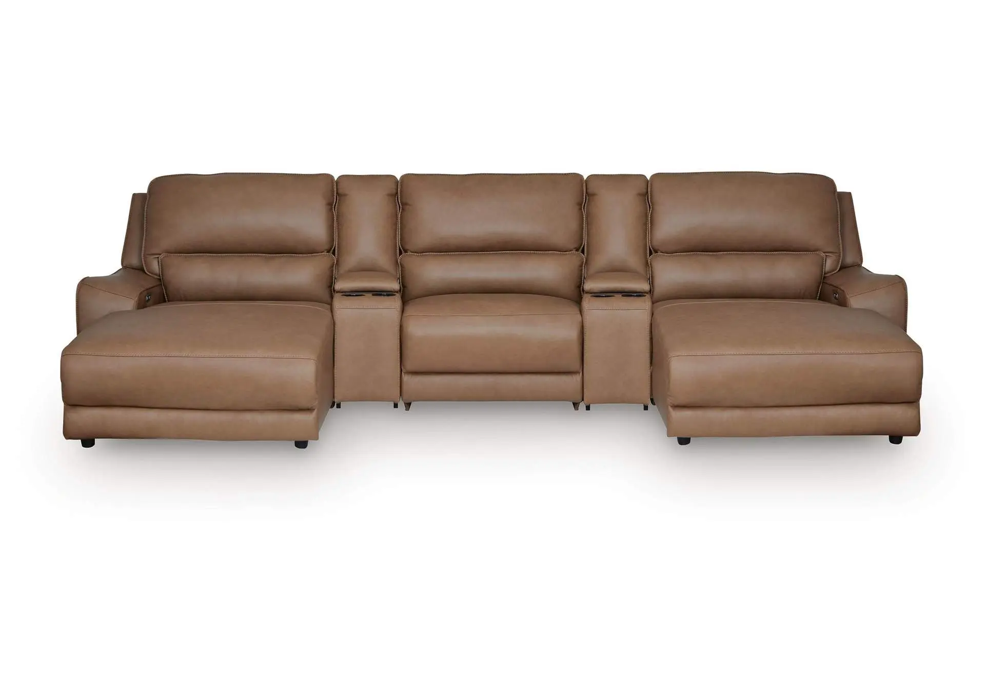 DeepWakes 5-Piece Reclining Sectional with Double Chaise and Storage Consoles