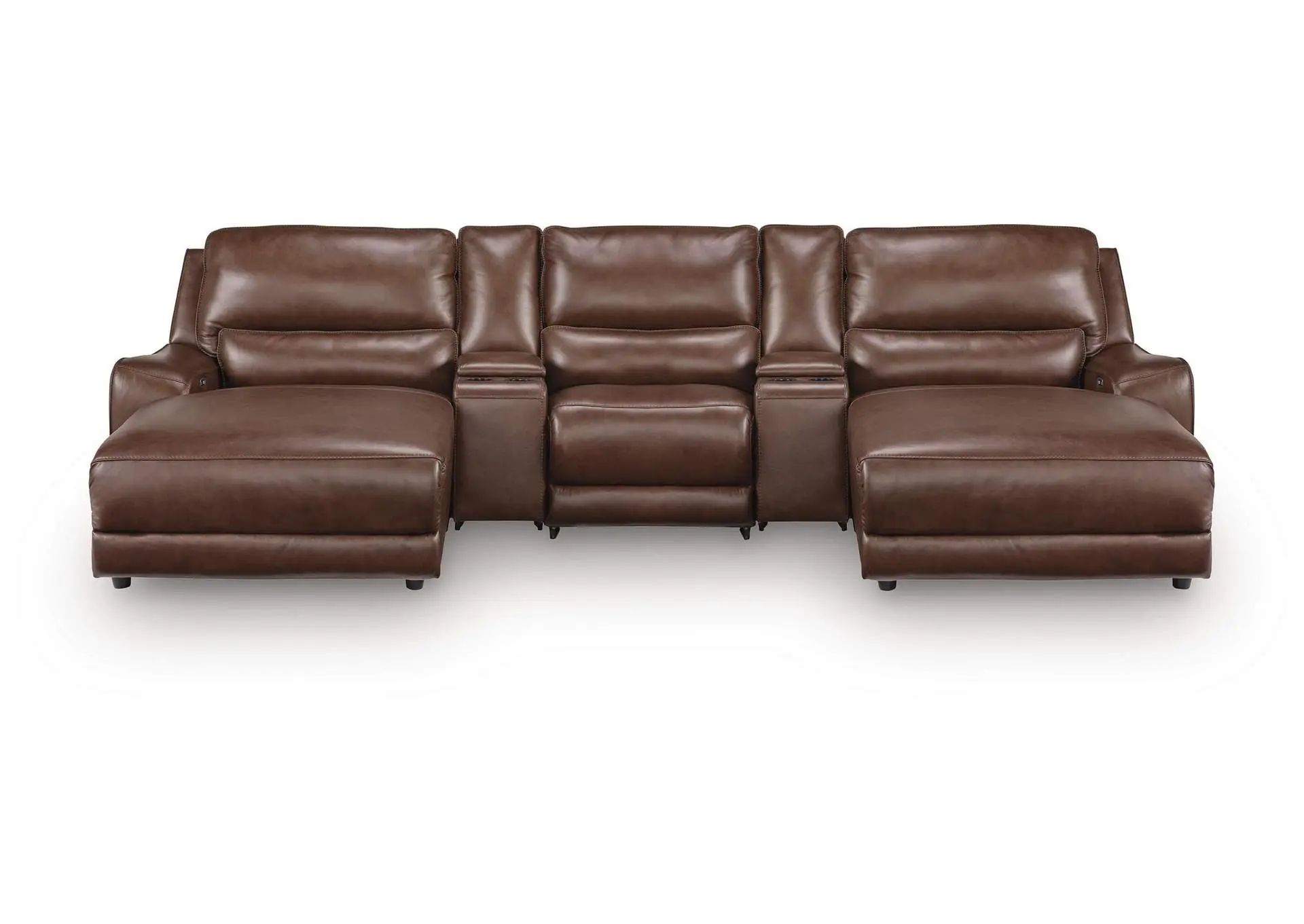DeepWakes 5-Piece Reclining Sectional with Double Chaise and Storage Consoles