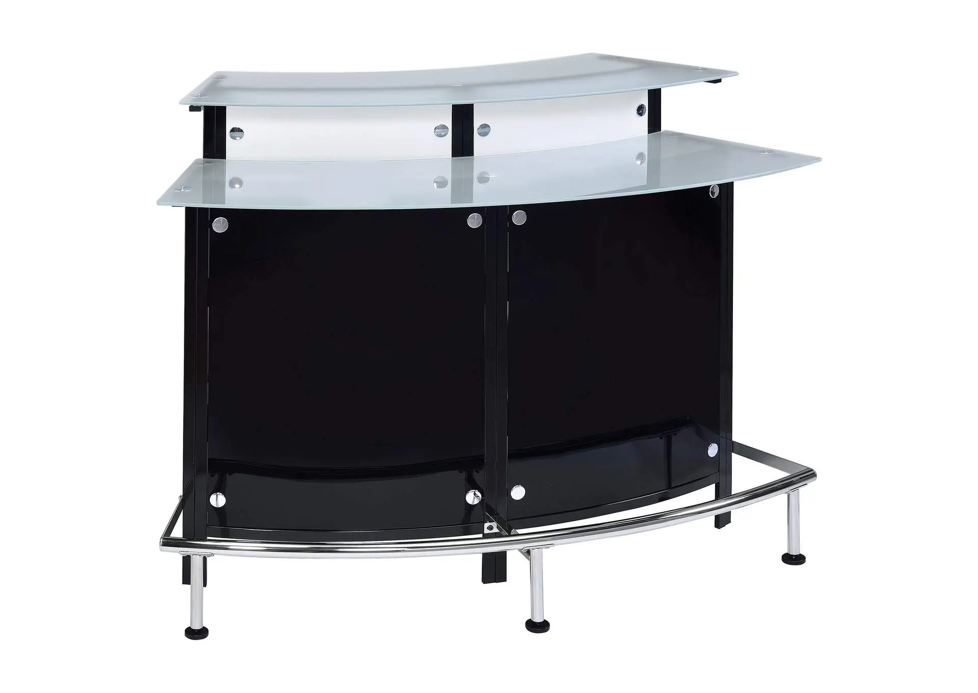 Keystone Curved Glass Top Home Bar Wine Cabinet Black