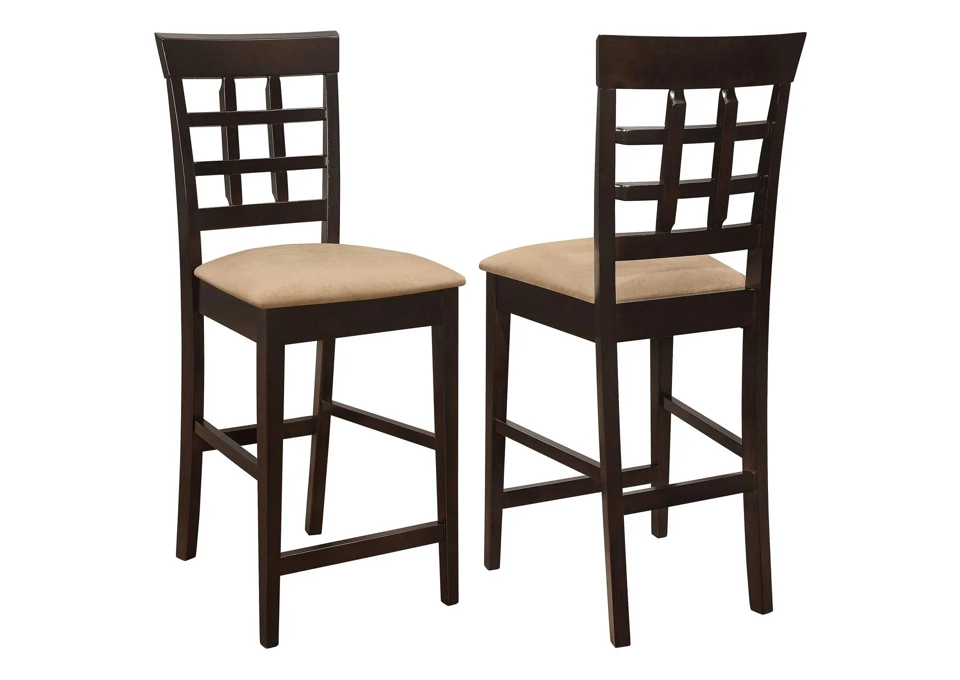 Gabriel Lattice-Back Upholstered Counter Chair Cappuccino (Set of 2)
