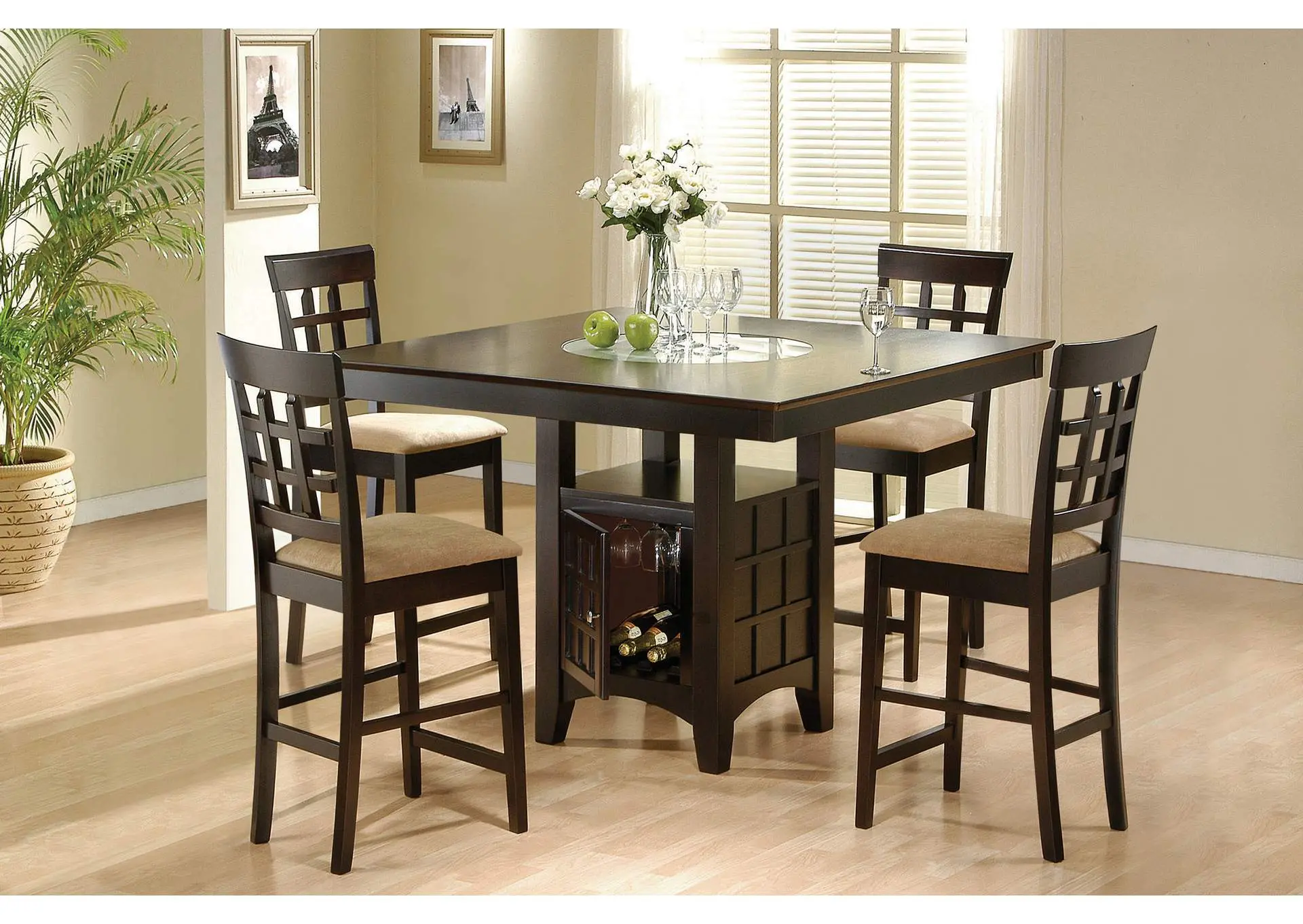Gabriel 5-Piece Lattice-Back Counter Height Dining Set Cappuccino