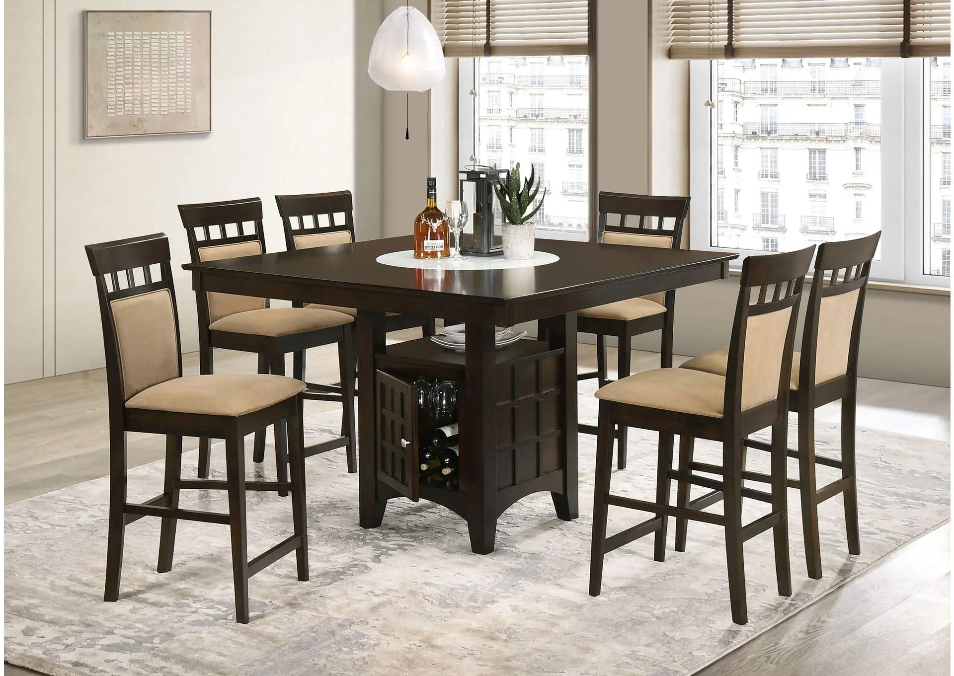 Gabriel 7-Piece Upholstered-Back Counter Height Dining Set Cappuccino