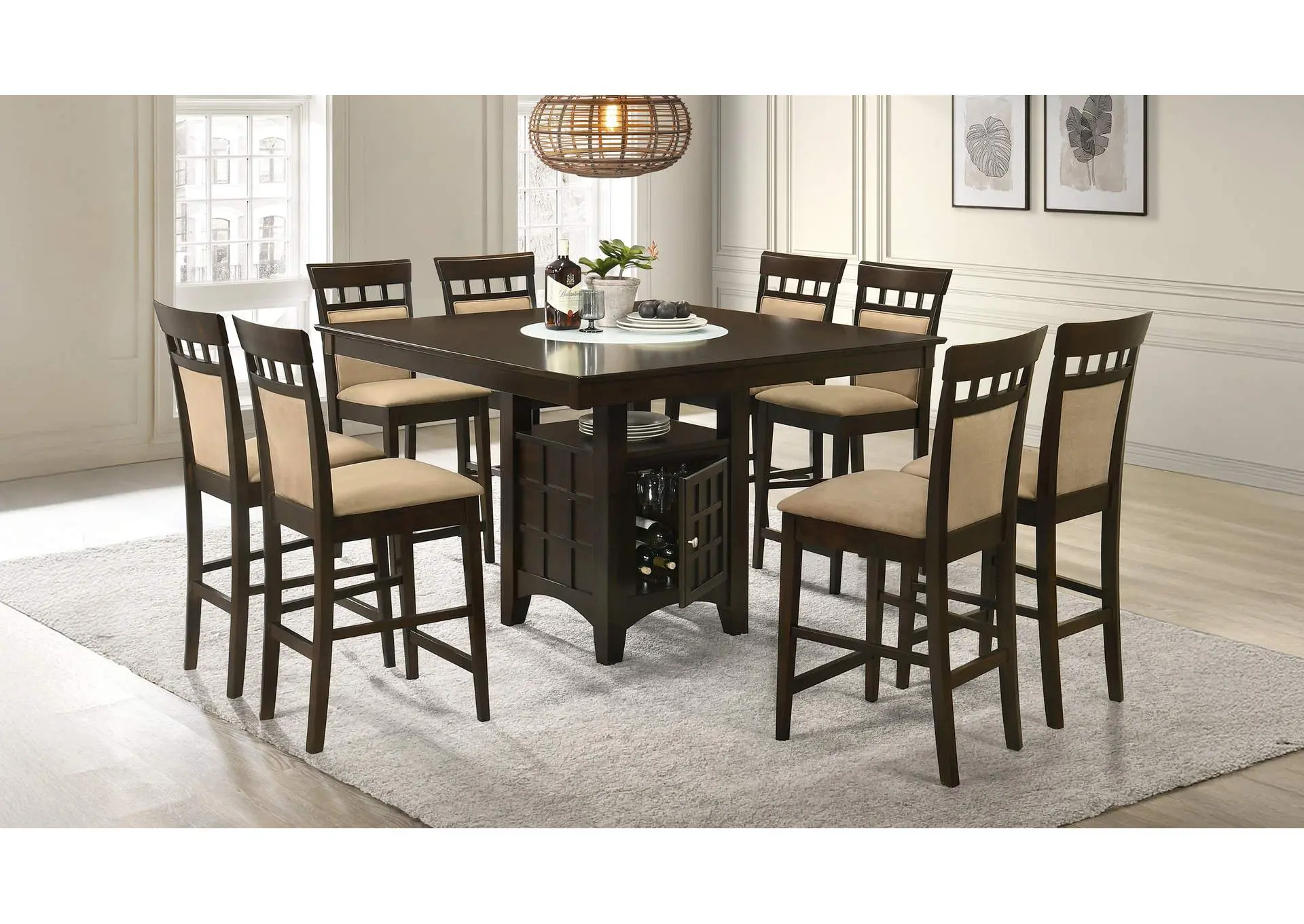 Gabriel 9-Piece Upholstered-Back Counter Height Dining Set Cappuccino