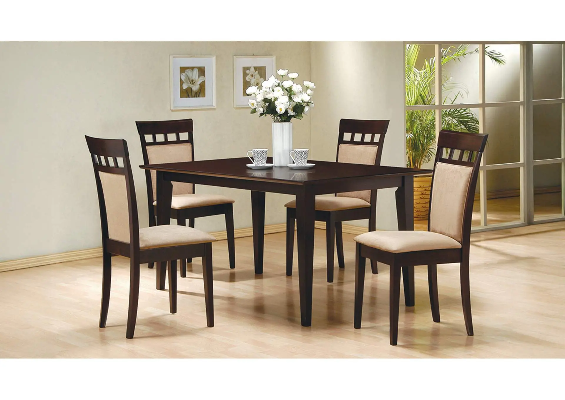 Gabriel 5-Piece Upholstered-Back Rectangular Dining Set Cappuccino