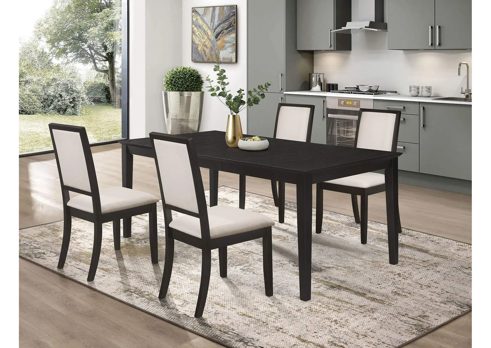 Louise 5-piece Rectangular Extension Leaf Dining Set Black