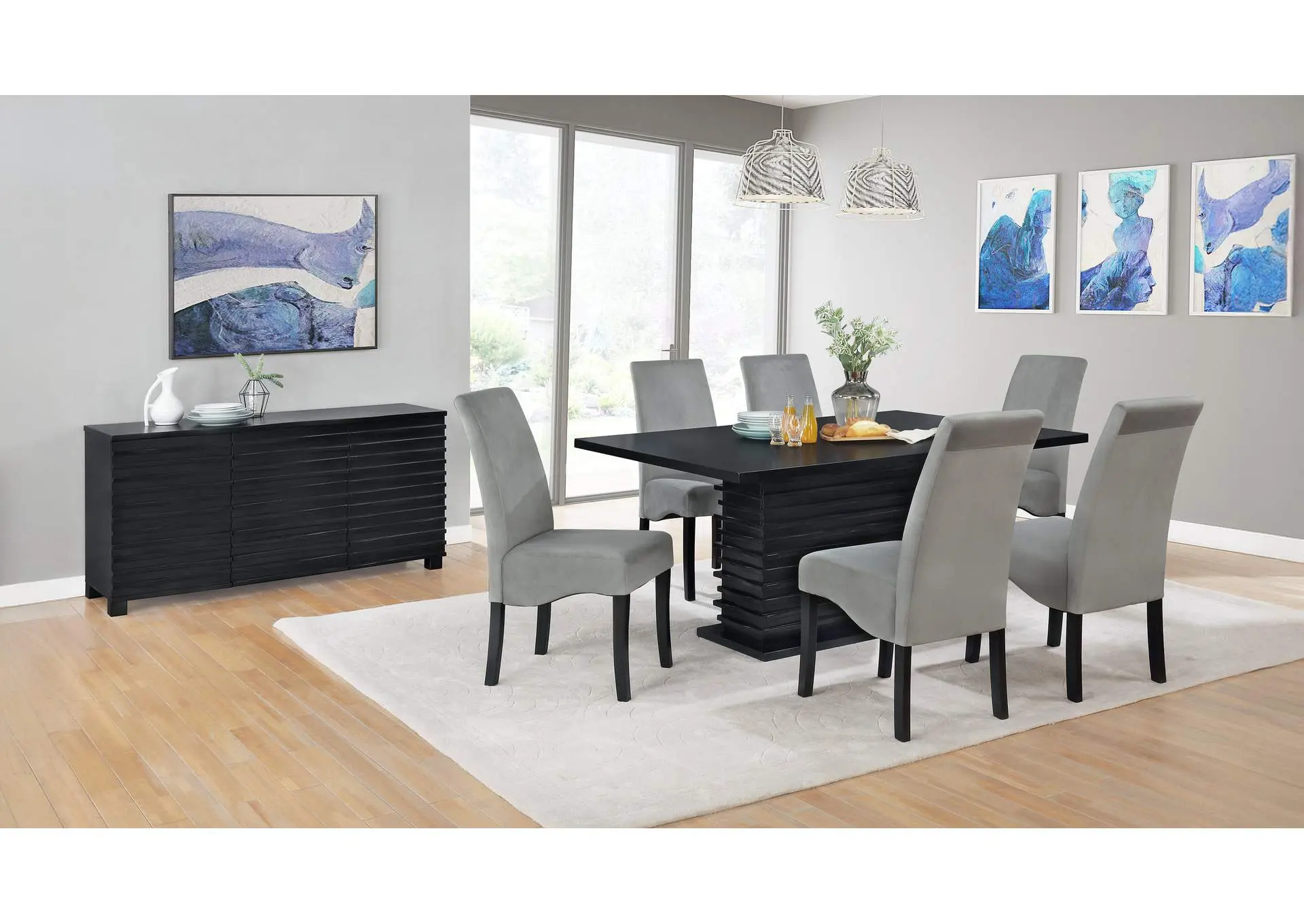 Stanton 7-piece Rectangular Dining Table Set Grey