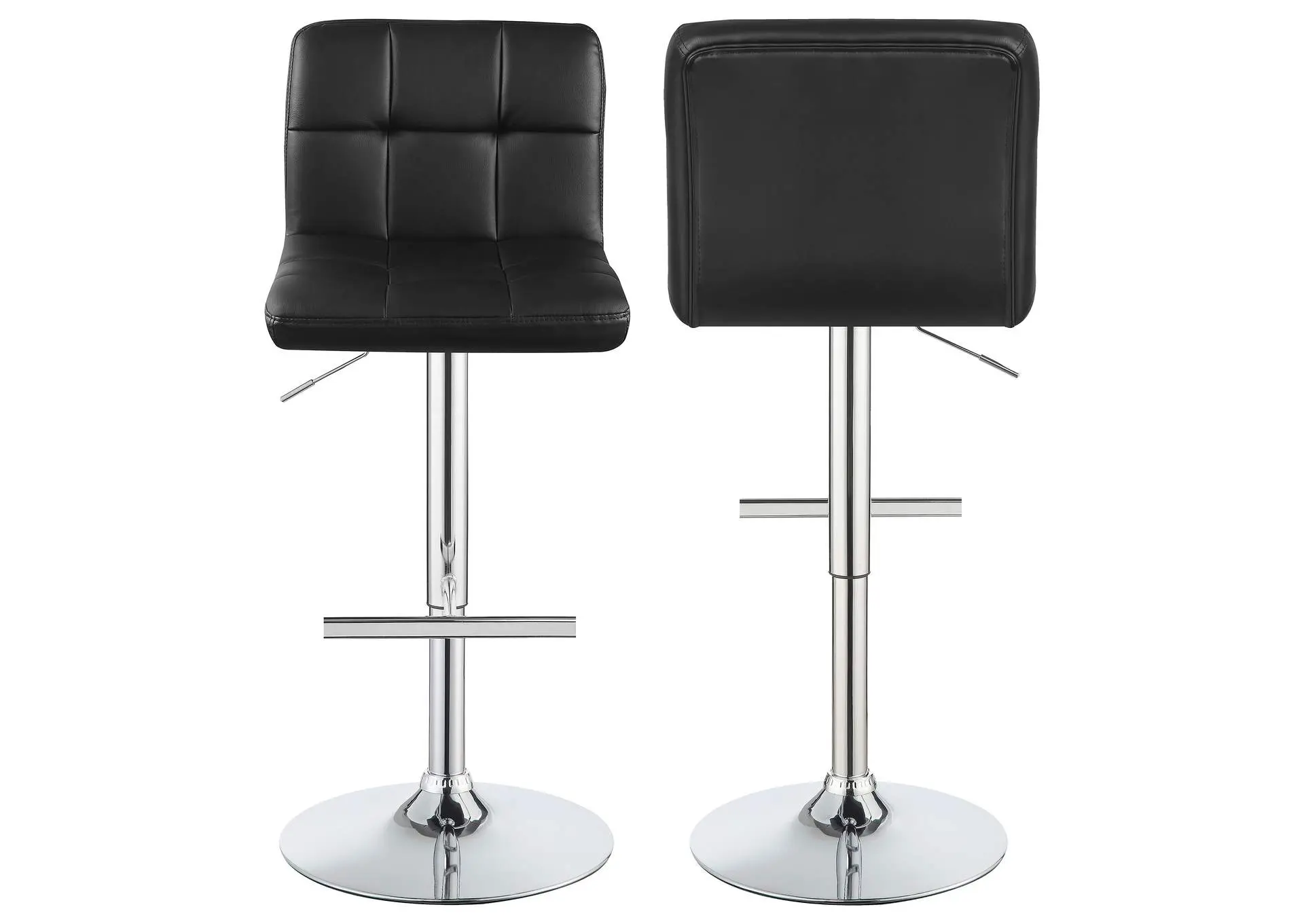 Lenny Upholstered Adjustable Bar Stool Black (Set of 2)