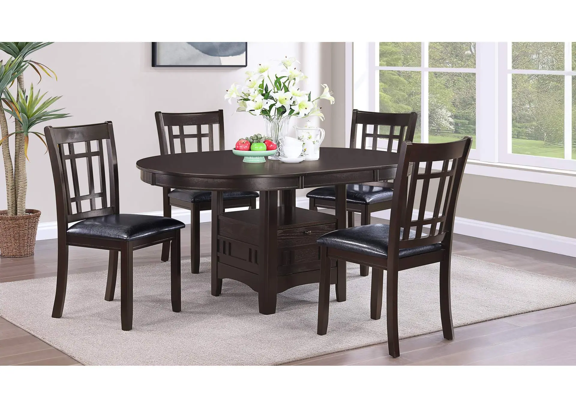 Lavon 5-piece Oval Extension Leaf Dining Set Espresso