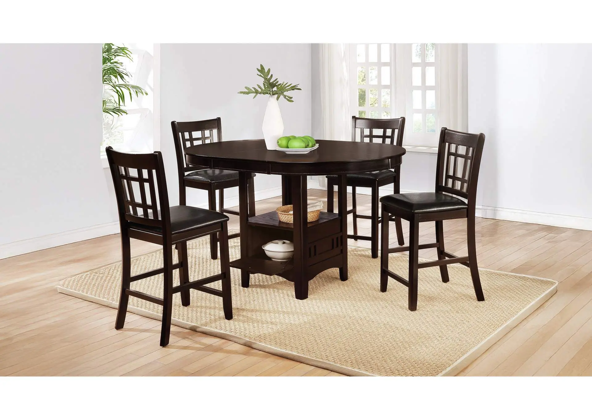 Lavon 5-piece Oval Counter Height Extension Dining Set Espresso