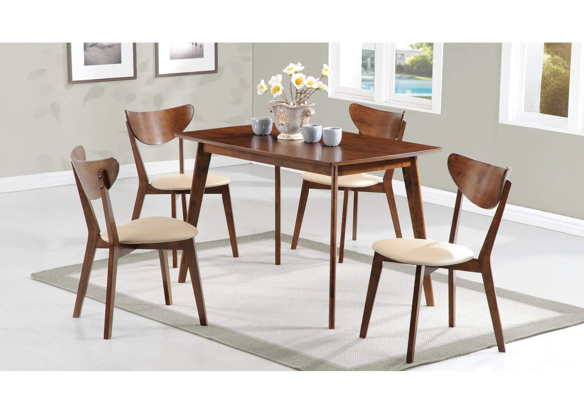 Kersey 5-piece Rectangular Dining Table Set Chestnut