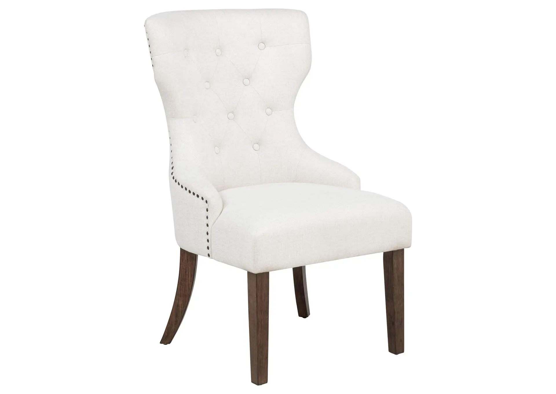 Baney Fabric Upholstered Dining Side Chair Cream and Dark Oak
