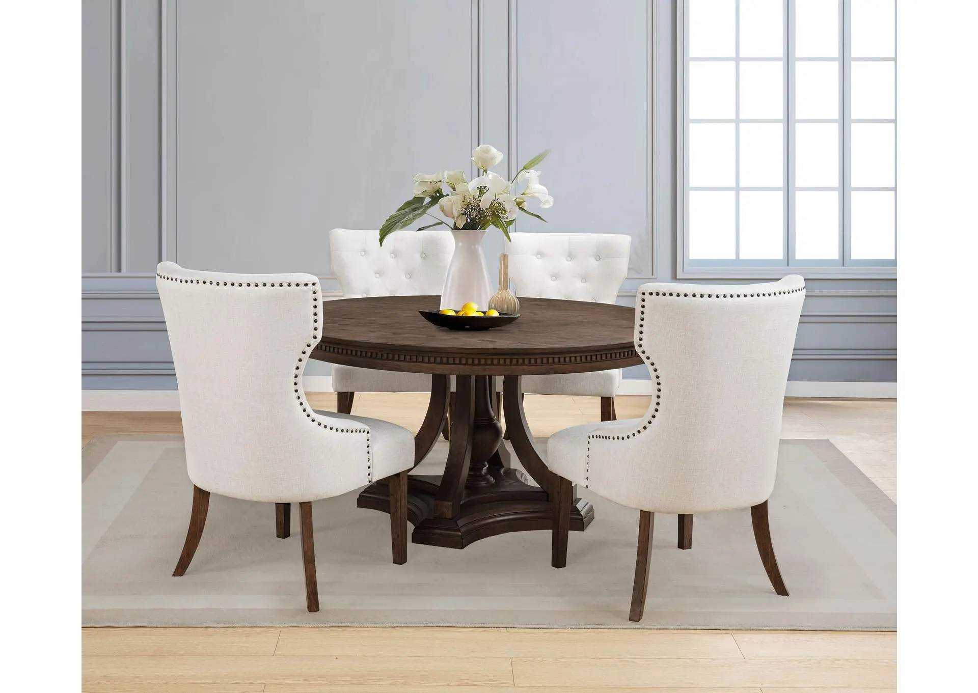 Ridgewell 5-piece Round Pedestal Dining Set Dark Oak