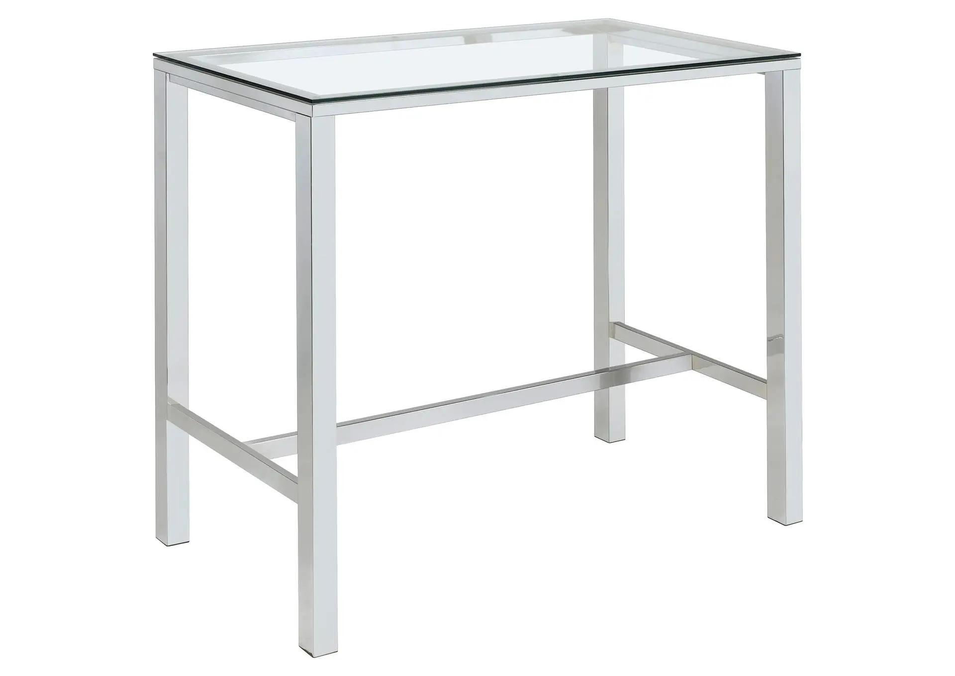 Tolbert 47-inch Rectangular Tempered Glass Top Bar Table Chrome