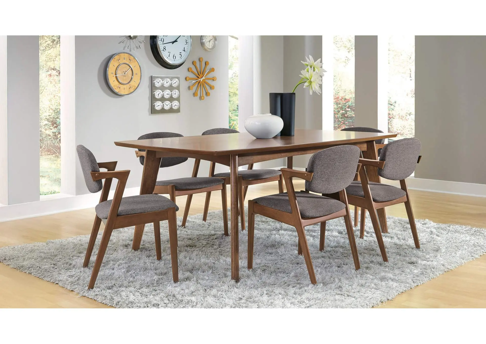 Malone 7-piece Rectangular Dining Table Set Dark Walnut