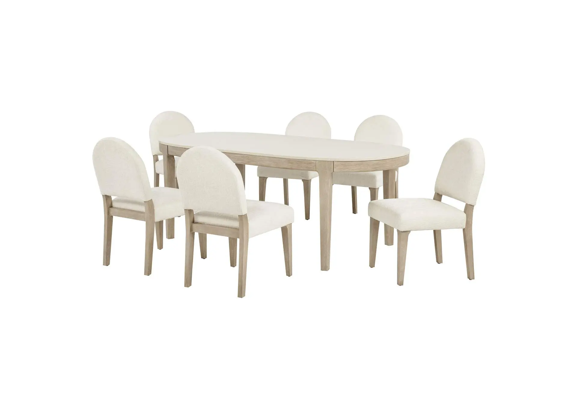Lucaire 7-piece 84-inch Dining Set with Curved Chairs Honed Cream