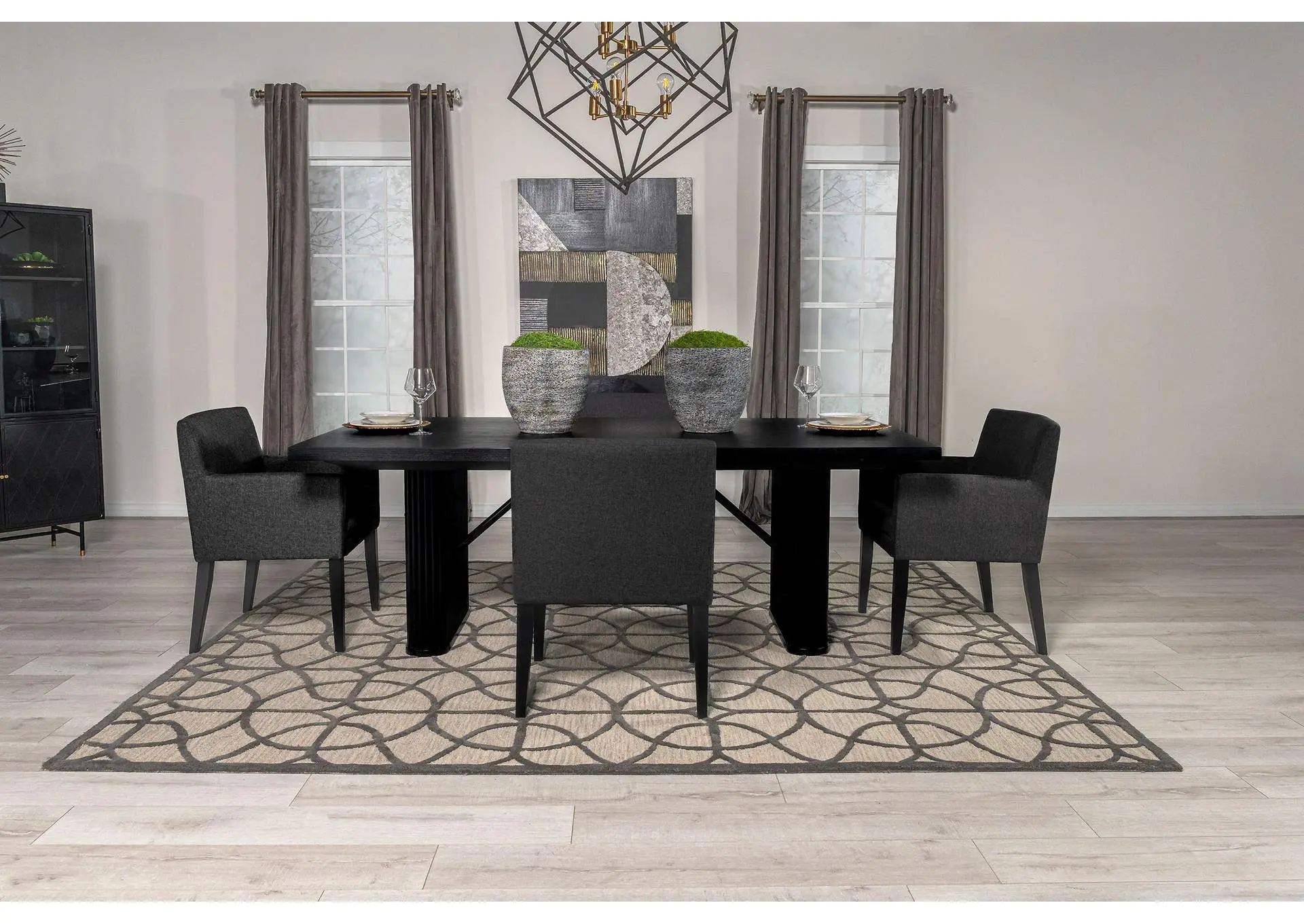Catherine 5-piece Rectangular Dining Table Set Black