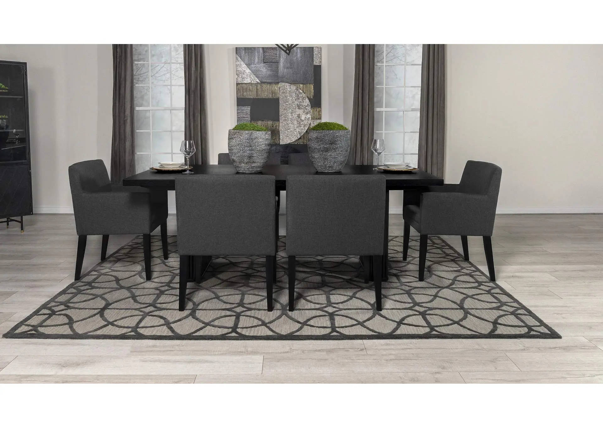 Catherine 7-piece Rectangular Dining Table Set Black