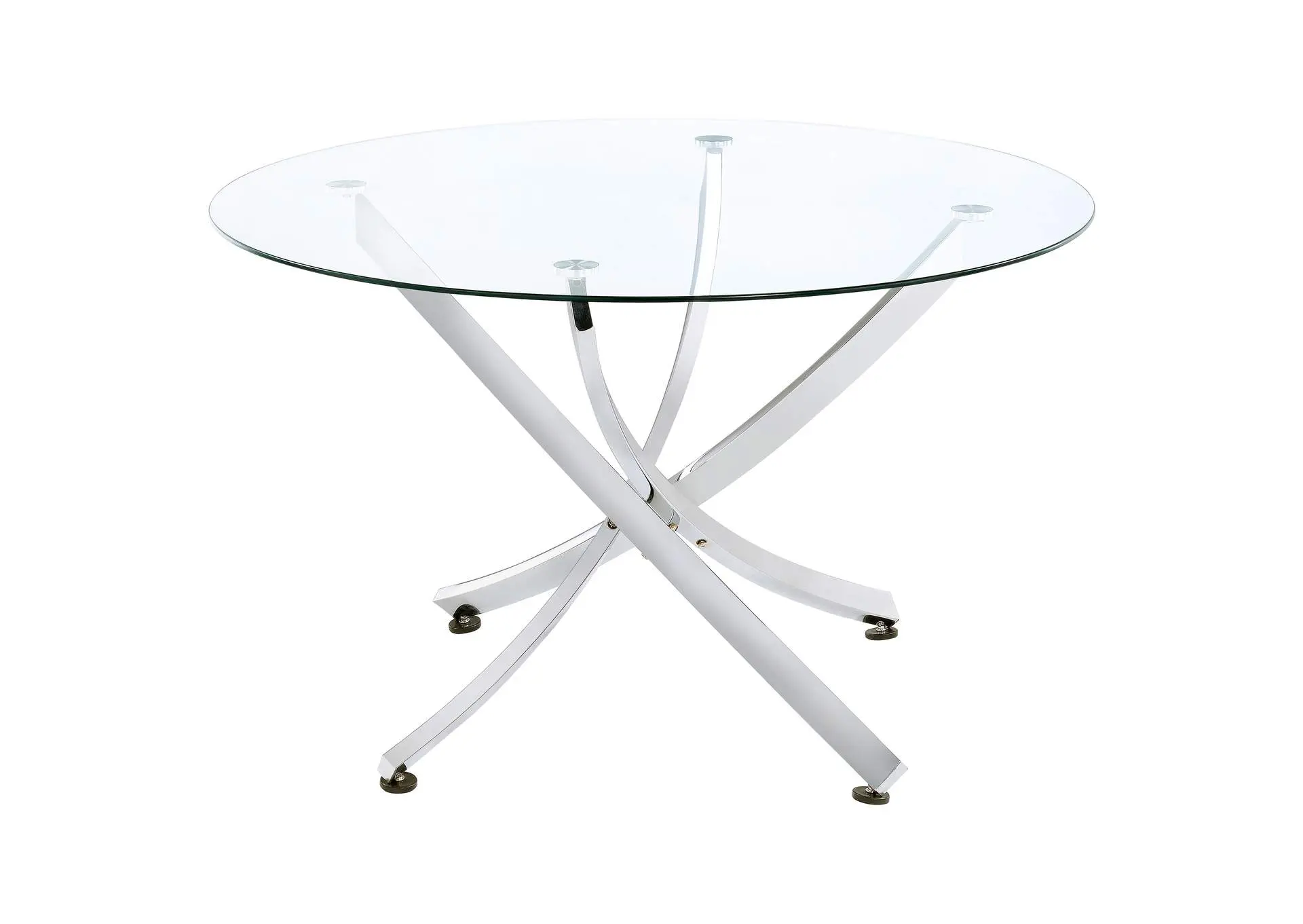 Beckham Round 46-inch Glass Top Dining Table Chrome