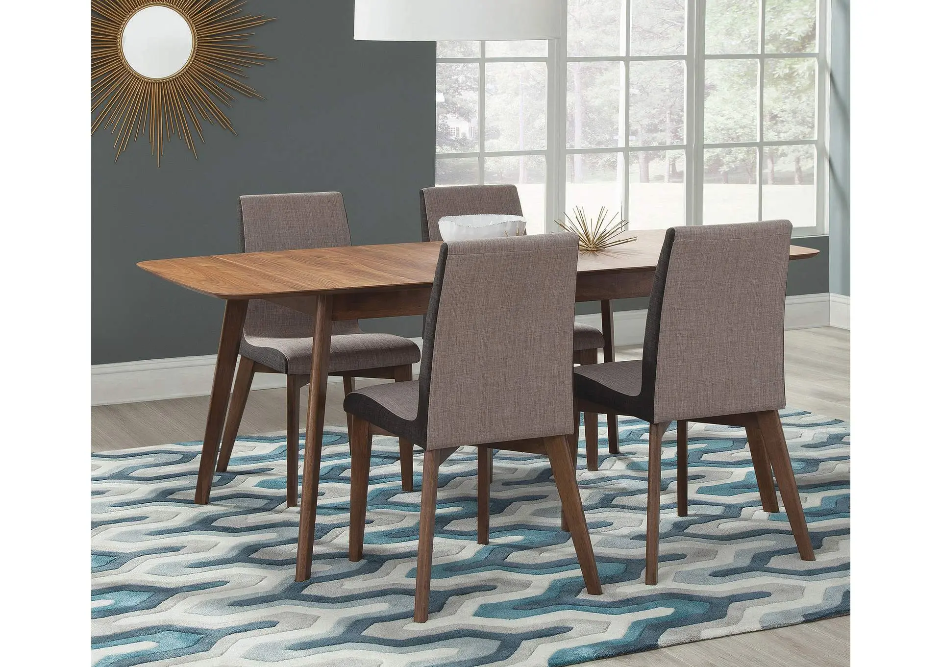 Redbridge 5-piece Rectangular Dining Set Natural Walnut