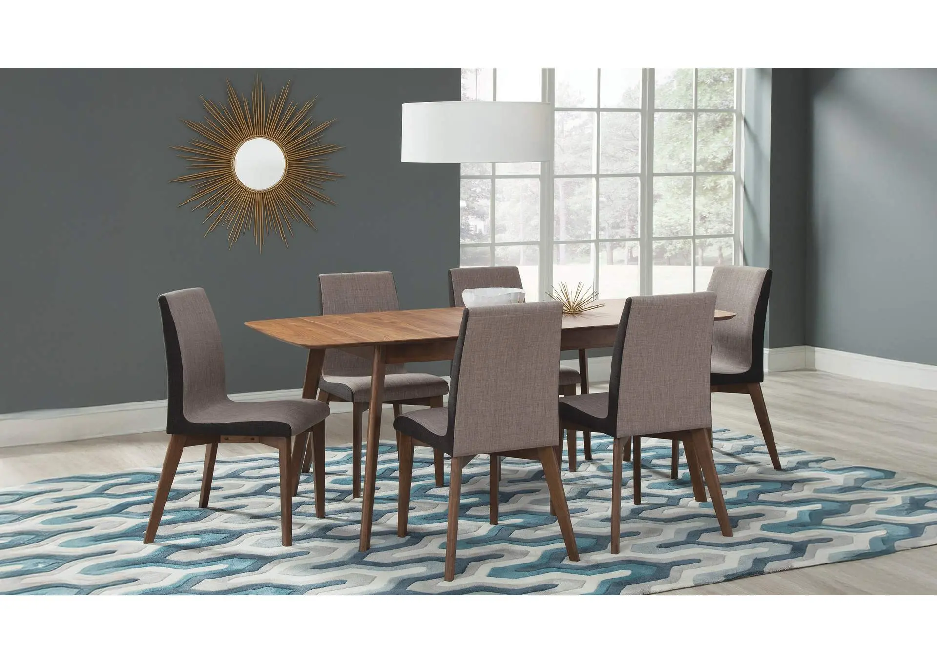 Redbridge 7-piece Rectangular Dining Set Natural Walnut