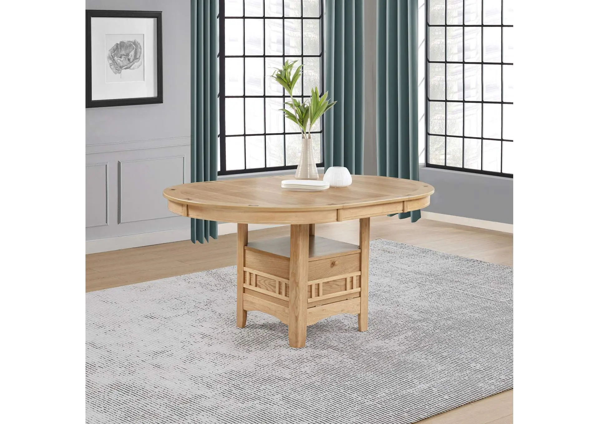Lavon Oval 60-inch Wood Extension Leaf Dining Table Light Oak