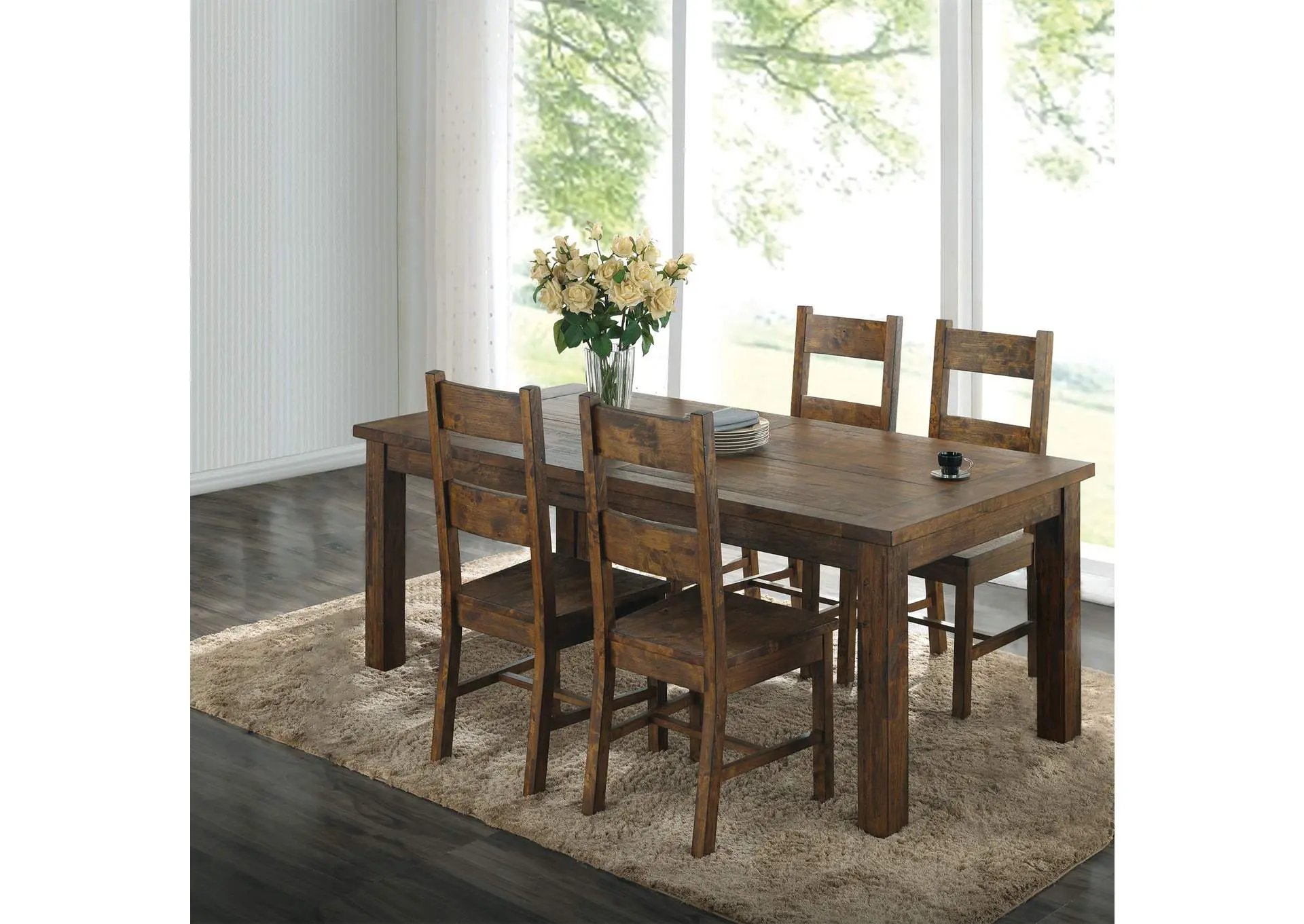 Coleman 5-piece Rectangular Dining Set Rustic Golden Brown