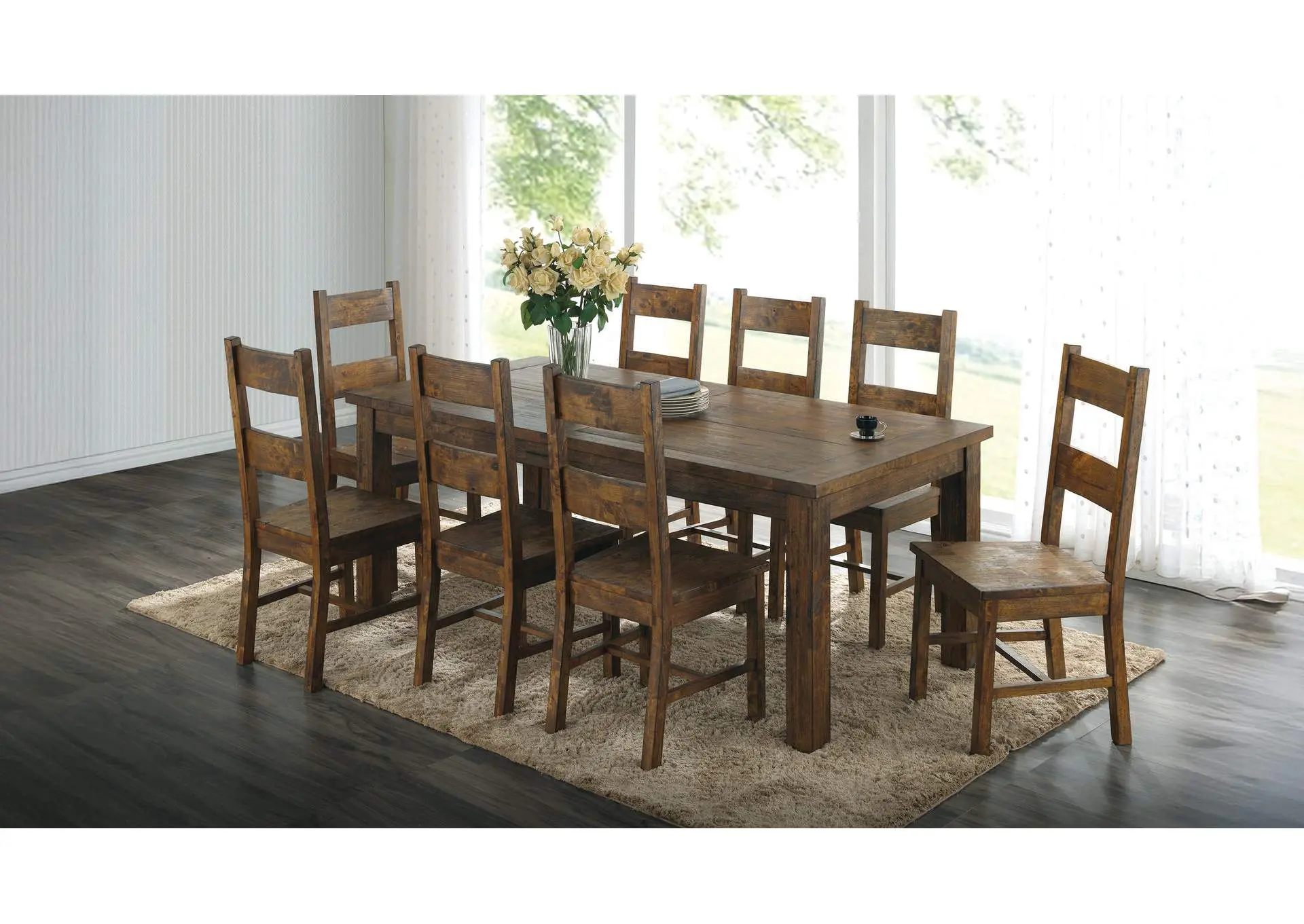 Coleman 9-piece Rectangular Dining Set Rustic Golden Brown