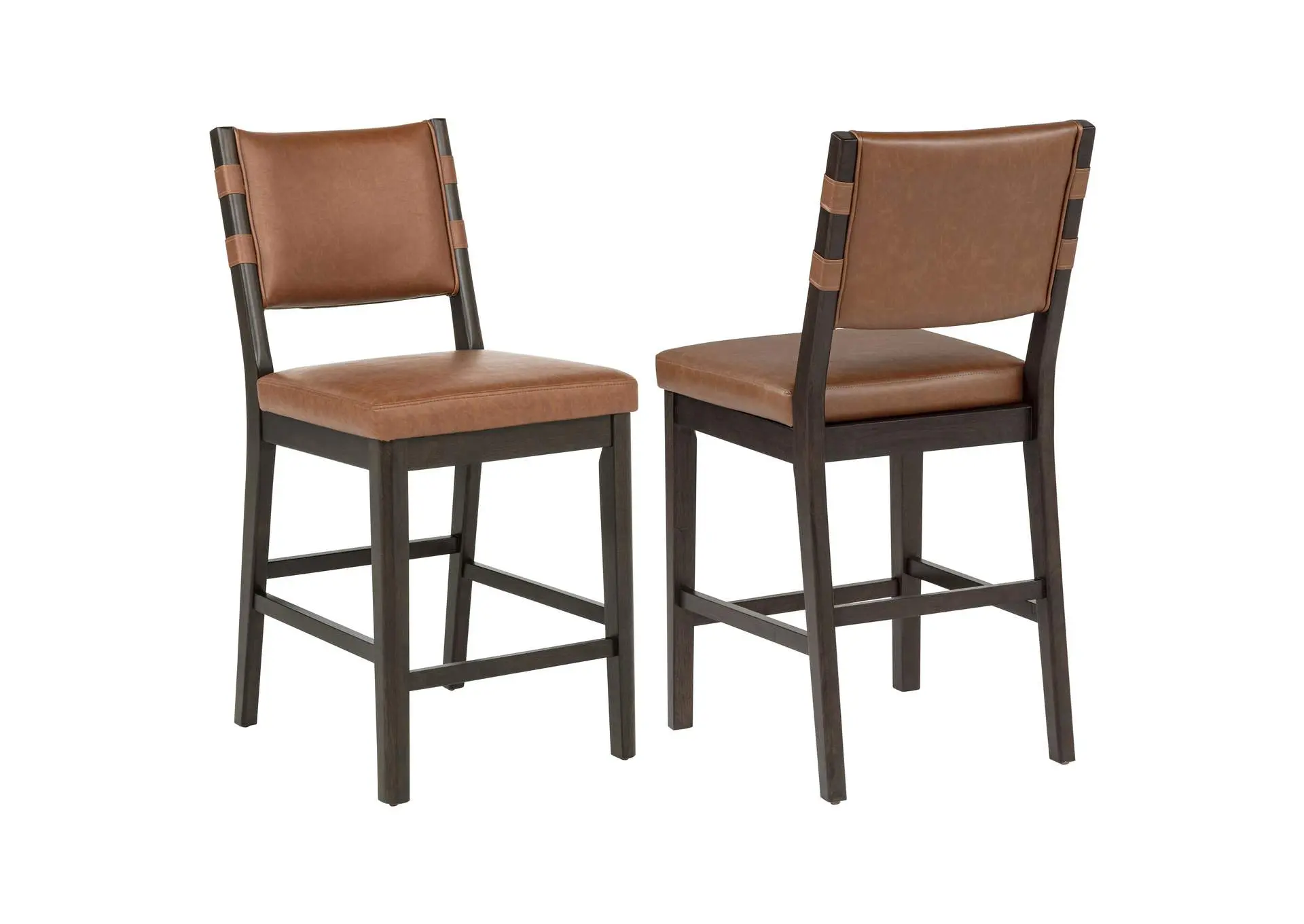 Tegan Faux Leather Upholstered Counter Height Chair Cognac (Set of 2)
