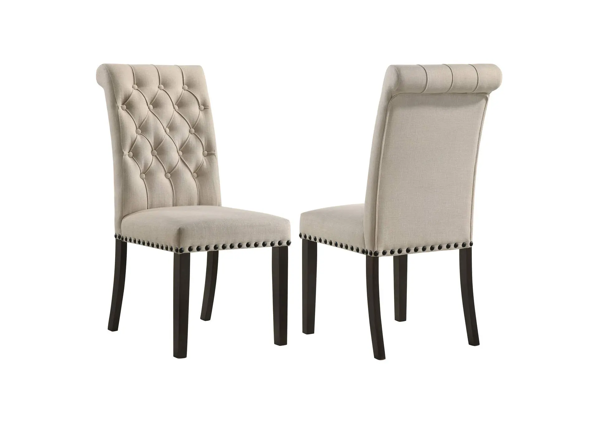 Alana Upholstered Dining Side Chair Beige Smokey Black (Set of 2)