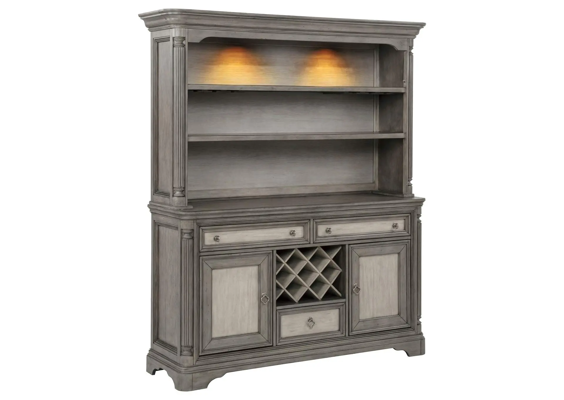 Cresswell 2-door 3-drawer Buffet and Hutch Weathered Taupe