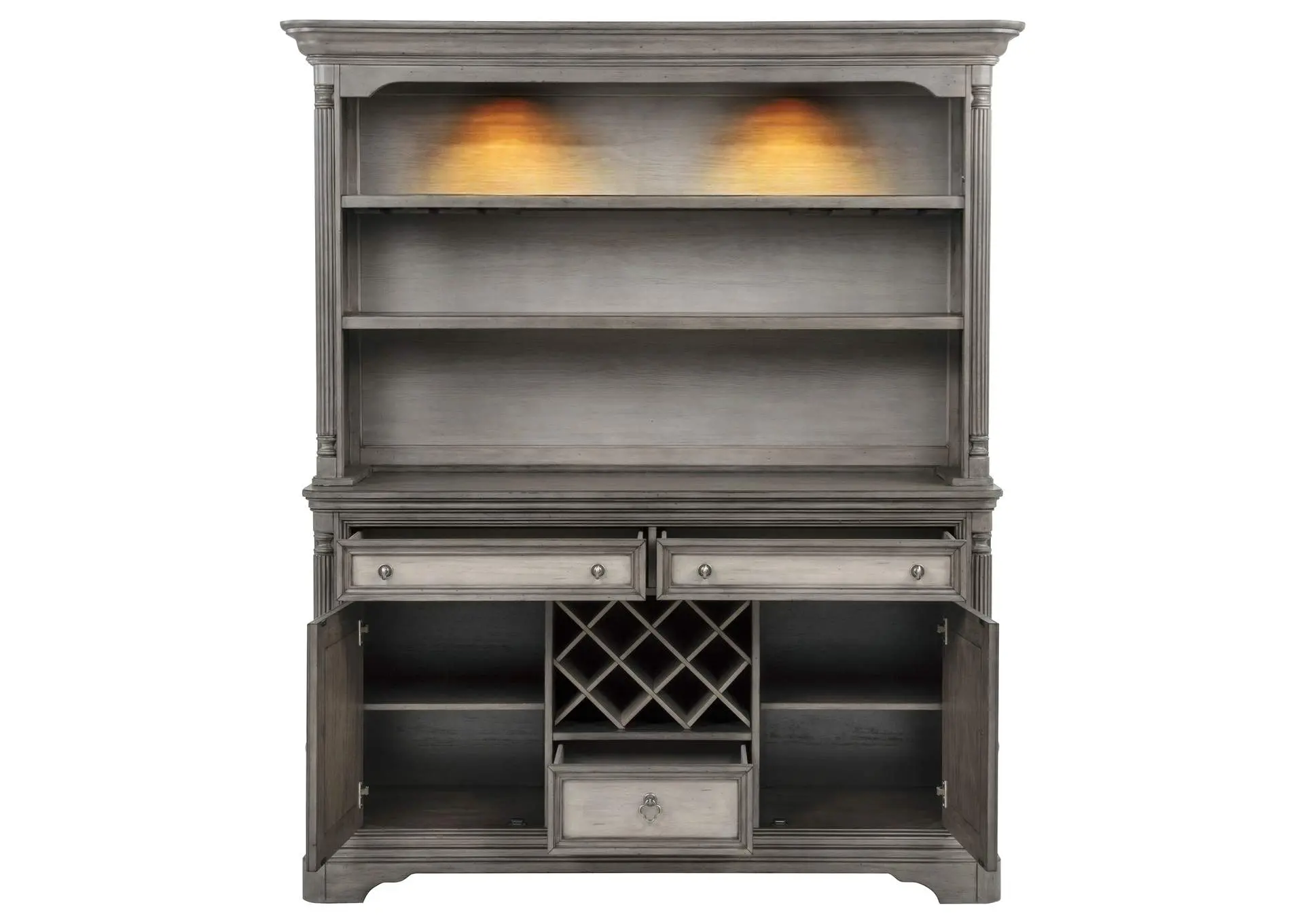 Cresswell 2-door 3-drawer Buffet and Hutch Weathered Taupe — view 4