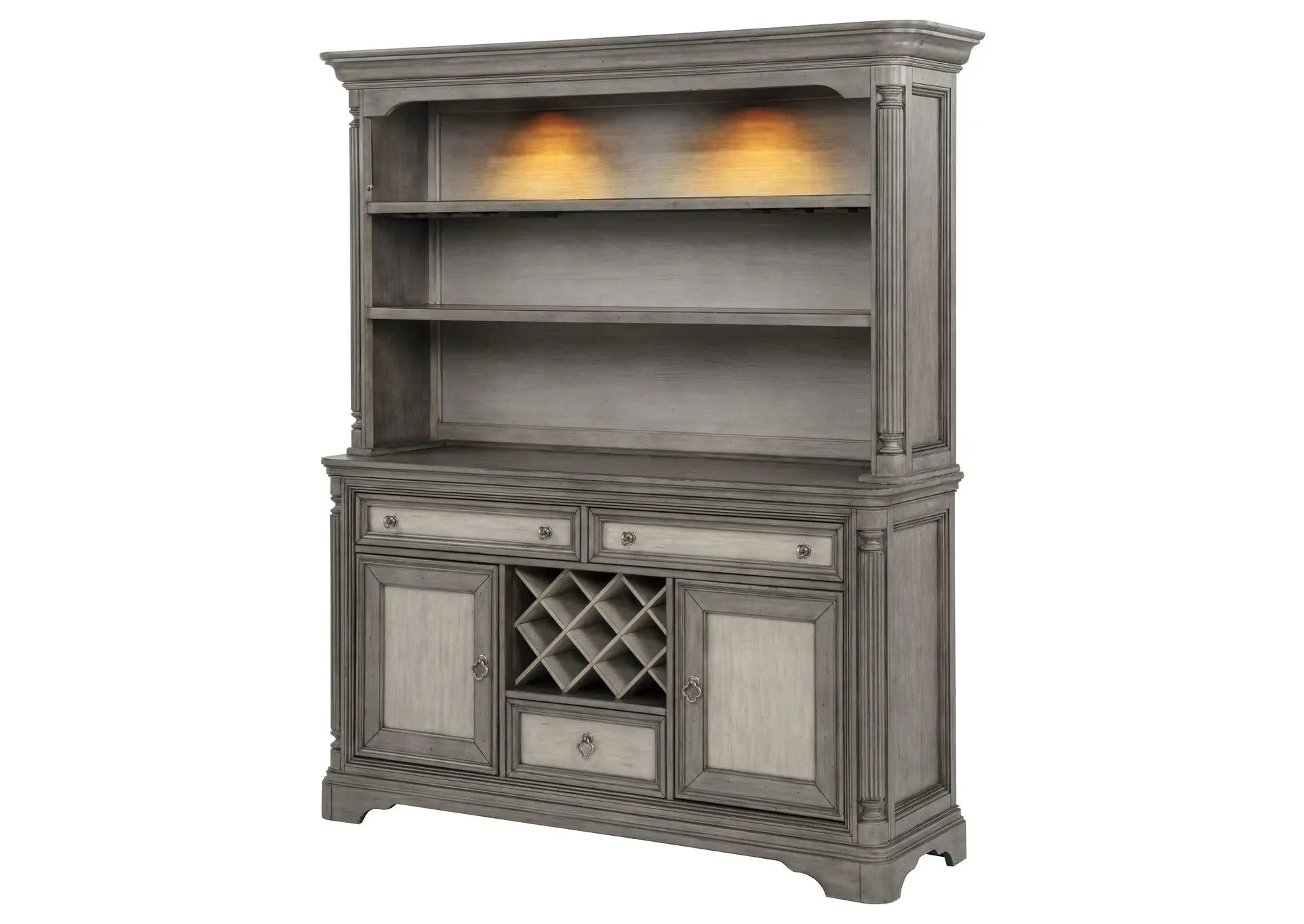 Cresswell 2-door 3-drawer Buffet and Hutch Weathered Taupe — view 5