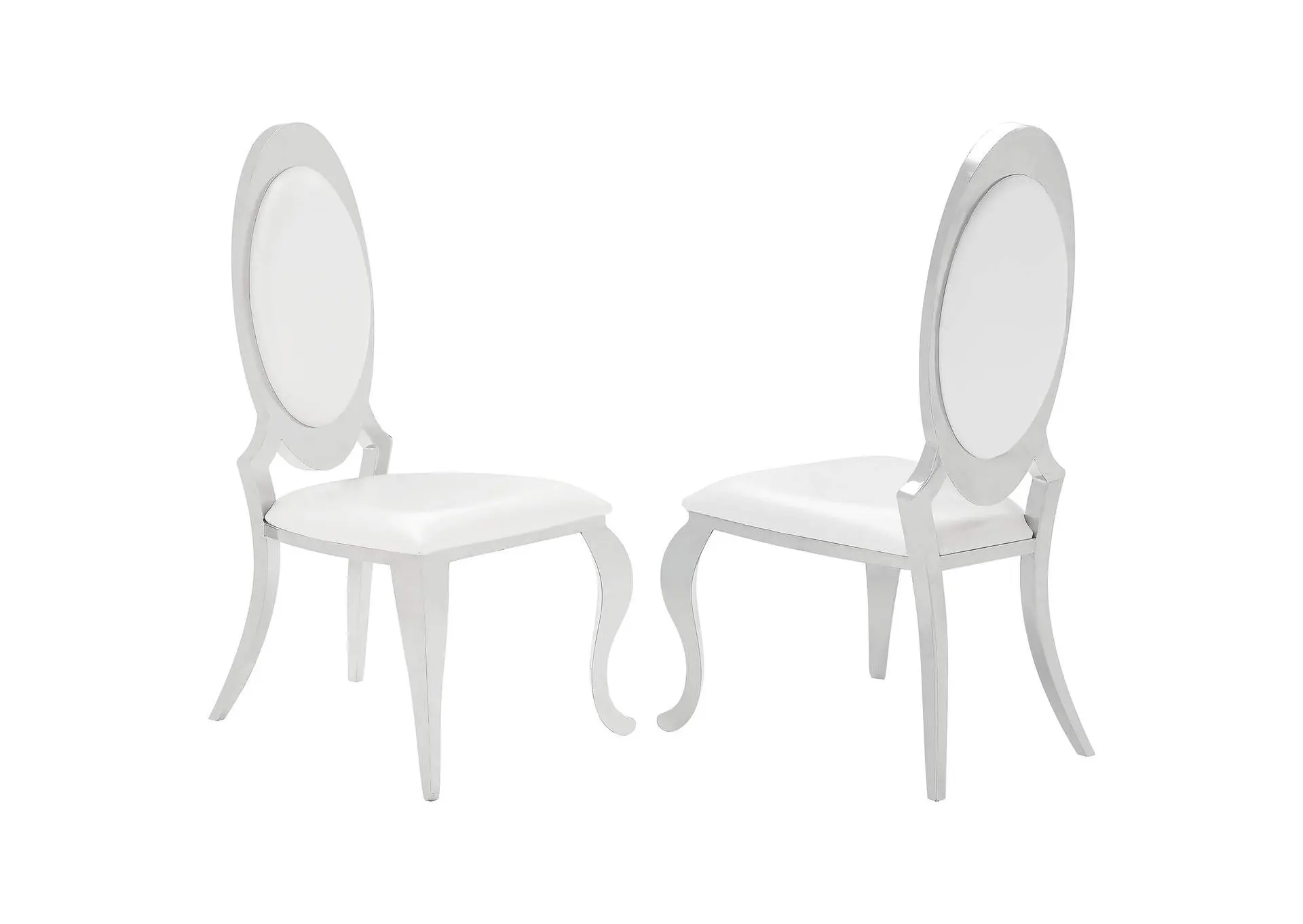 Antoine Oval-Back Faux Leather Dining Side Chair Cream White Set of 2
